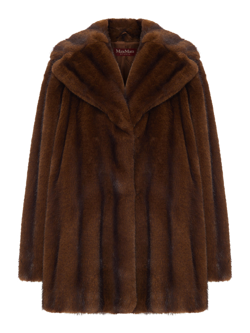 Maxmara Studio Women Eco Fur Coat With Revers Collar Maxmara Studio