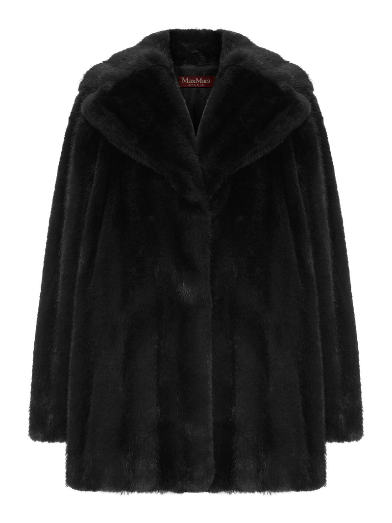 Maxmara Studio Women Eco Fur Coat With Revers Collar Maxmara Studio