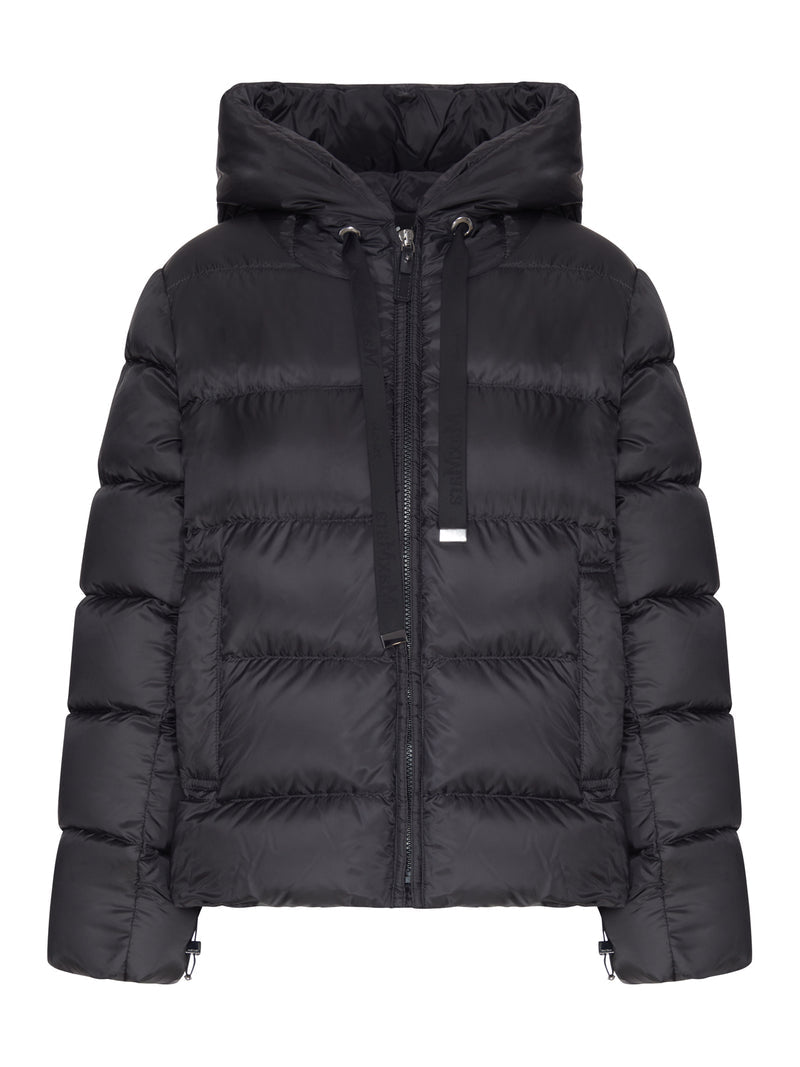 Maxmara The Cube Women Short Black Hooded Puffer Jacket Maxmara the Cube