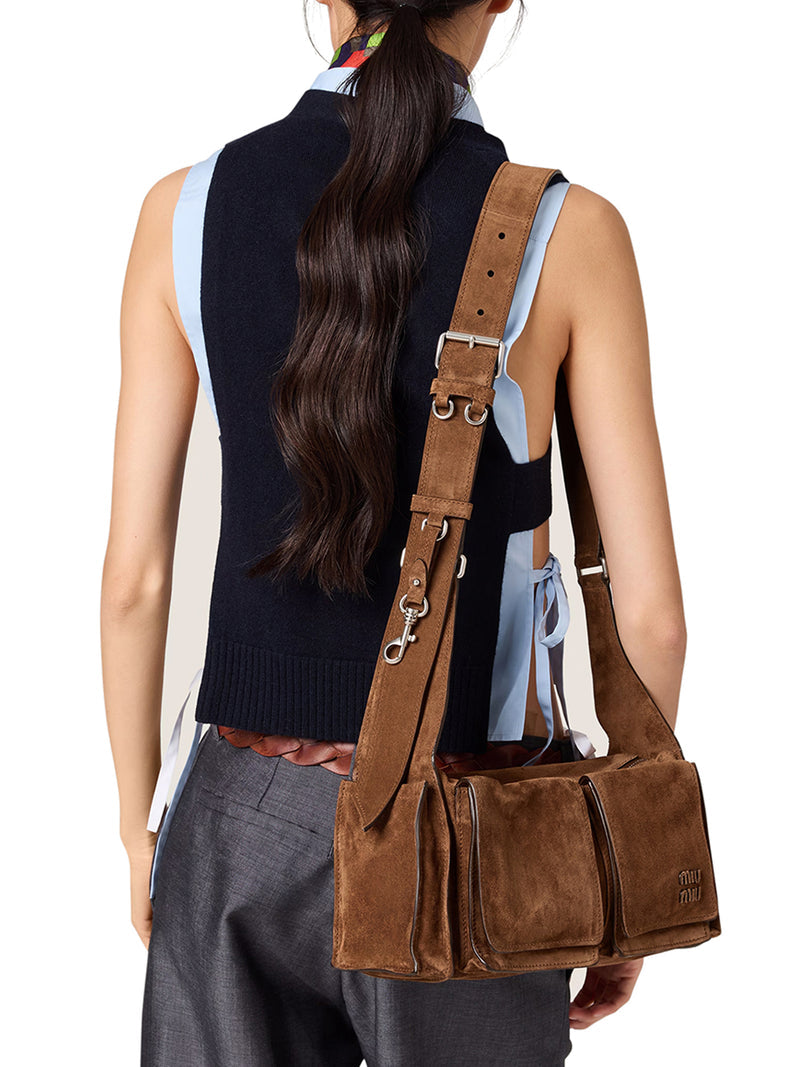 Miu Miu Women Utilitaire Shoulder Bag In Suede Leather MIU MIU