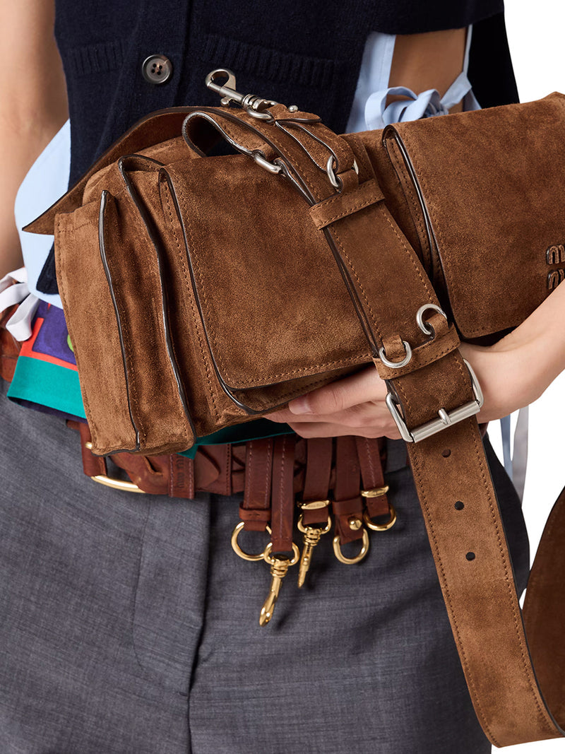 Miu Miu Women Utilitaire Shoulder Bag In Suede Leather MIU MIU