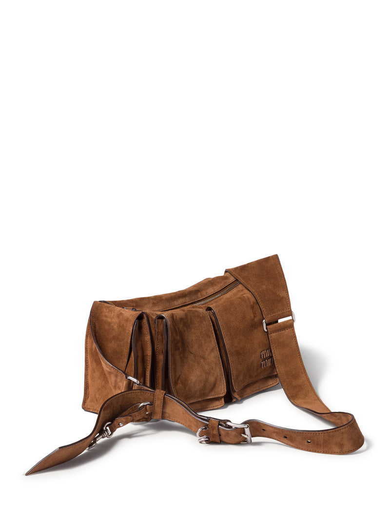 Miu Miu Women Utilitaire Shoulder Bag In Suede Leather MIU MIU