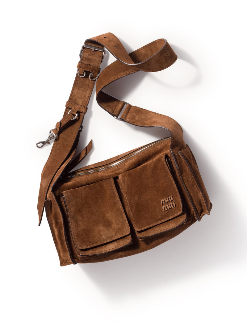 Miu Miu Women Utilitaire Shoulder Bag In Suede Leather MIU MIU