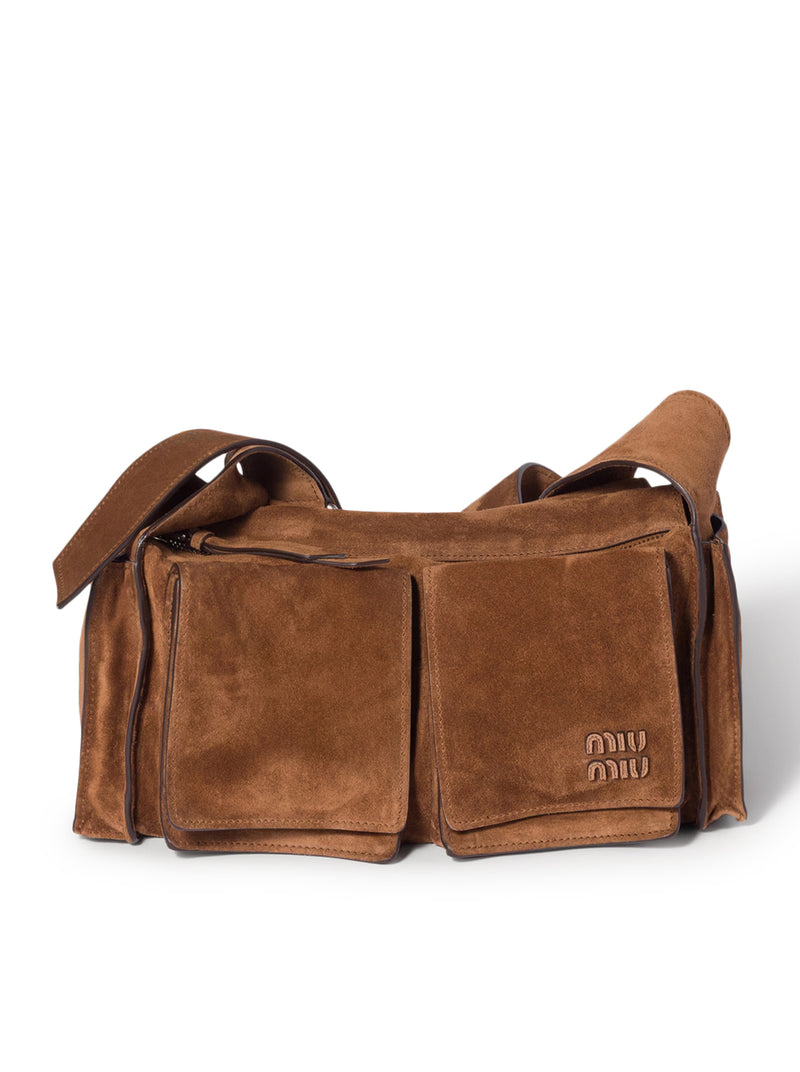 Miu Miu Women Utilitaire Shoulder Bag In Suede Leather MIU MIU
