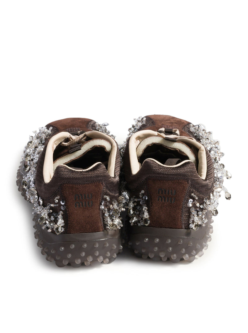 Miu Miu Women Bubble Sneakers In Technical Fabric And Suede With Embroidery MIU MIU