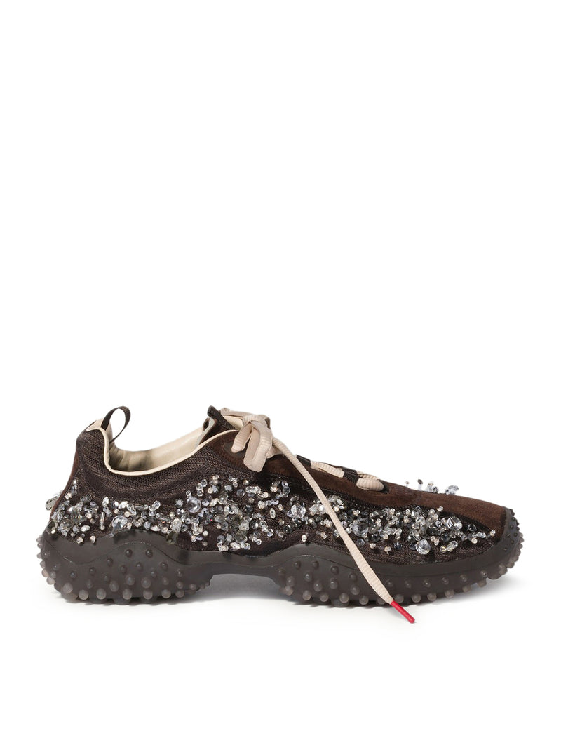 Miu Miu Women Bubble Sneakers In Technical Fabric And Suede With Embroidery MIU MIU