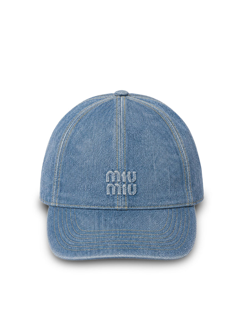 Miu Miu Women Washed Denim Baseball Cap MIU MIU