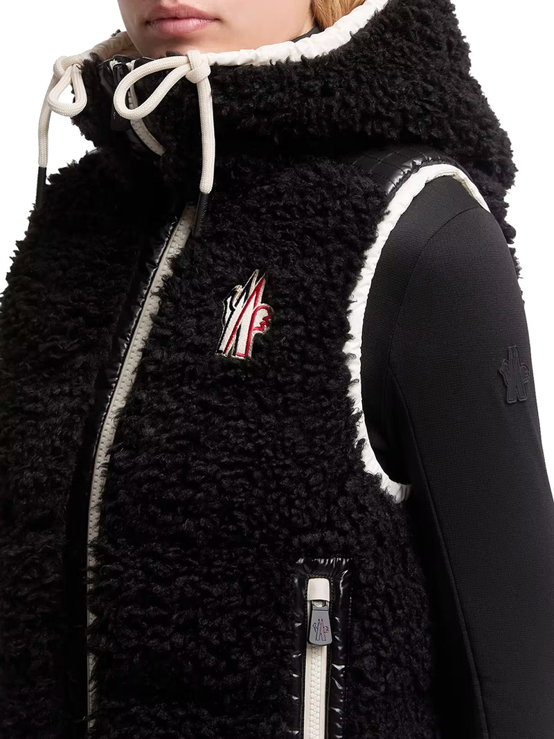 Moncler Grenoble Women Insulated Teddy-Style Vest With Hood MONCLER GRENOBLE