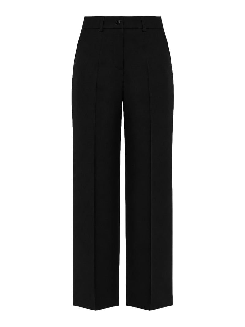 Moncler Women Wide-Leg Wool Trousers With A Patch On The Back MONCLER