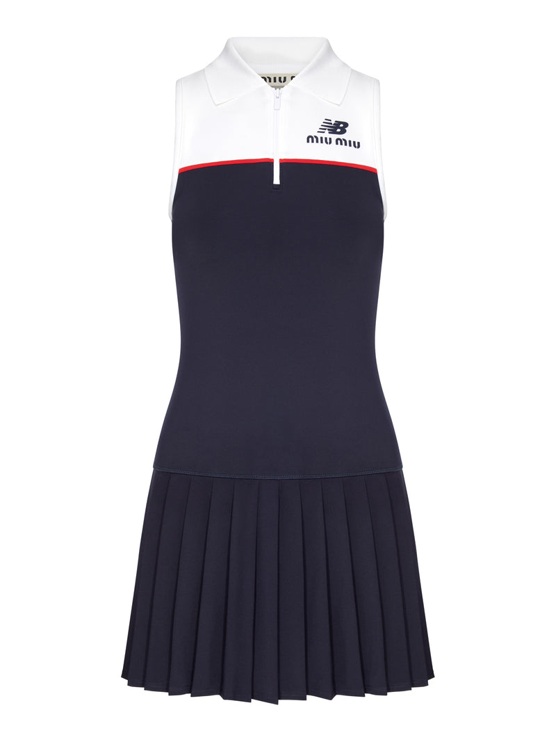 New Balance X Miu Miu Women New Balance X Miu Miu Sleeveless Polo-Neck Dress With Pleated Skirt, Featuring Coco Gauff New Balance X Miu Miu