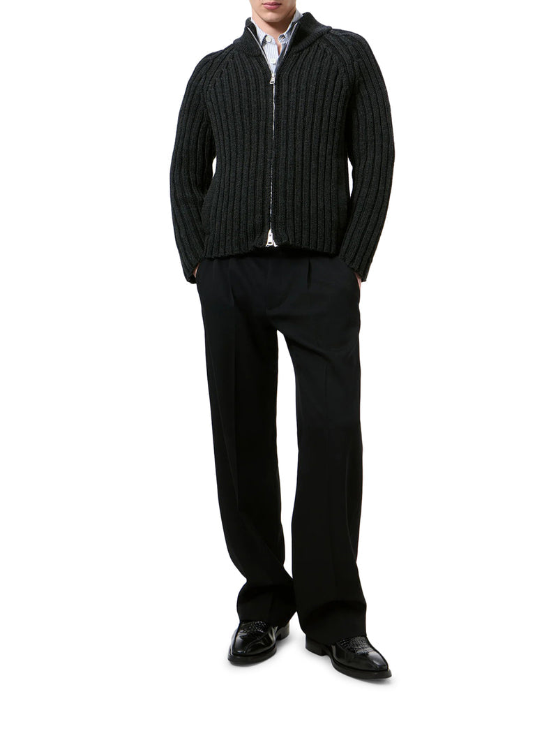 Our Legacy Men Ribbed Merino Wool Zip-Up Cardigan OUR LEGACY