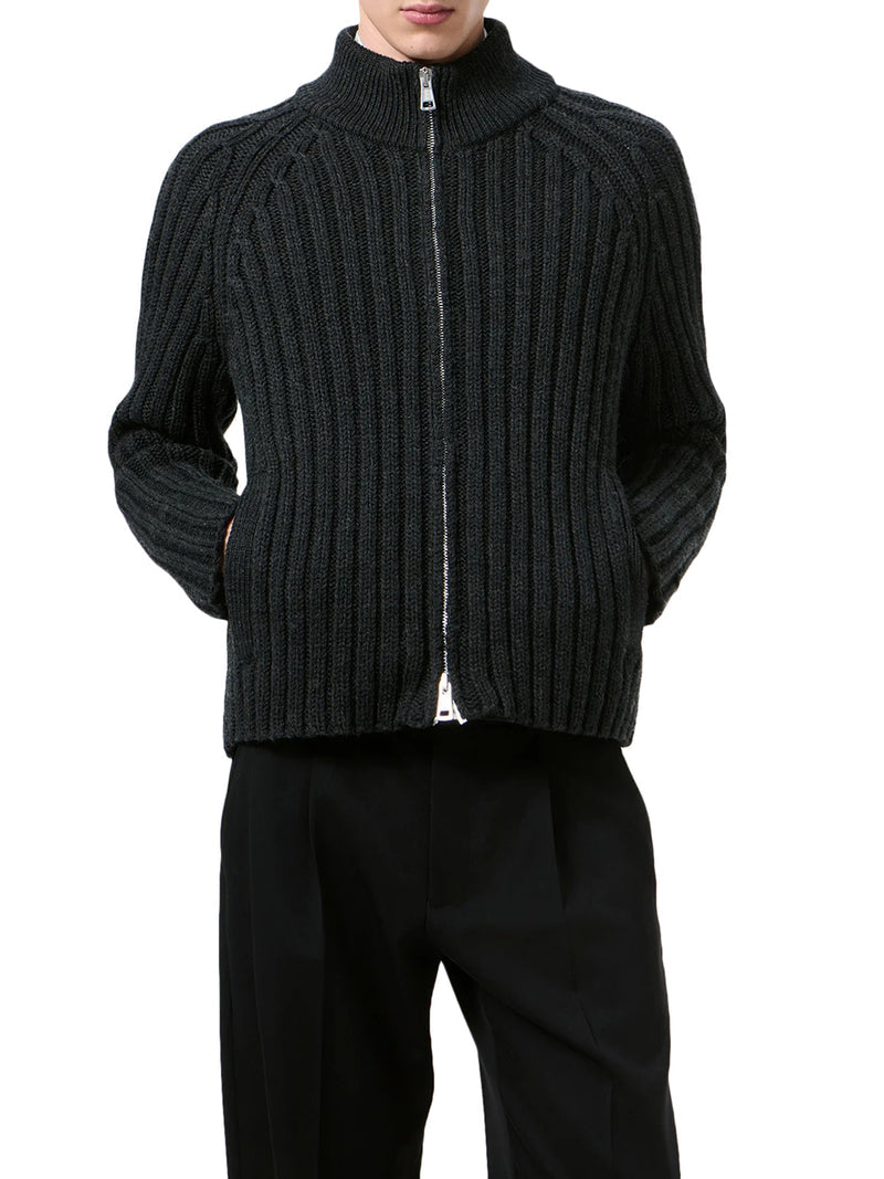 Our Legacy Men Ribbed Merino Wool Zip-Up Cardigan OUR LEGACY