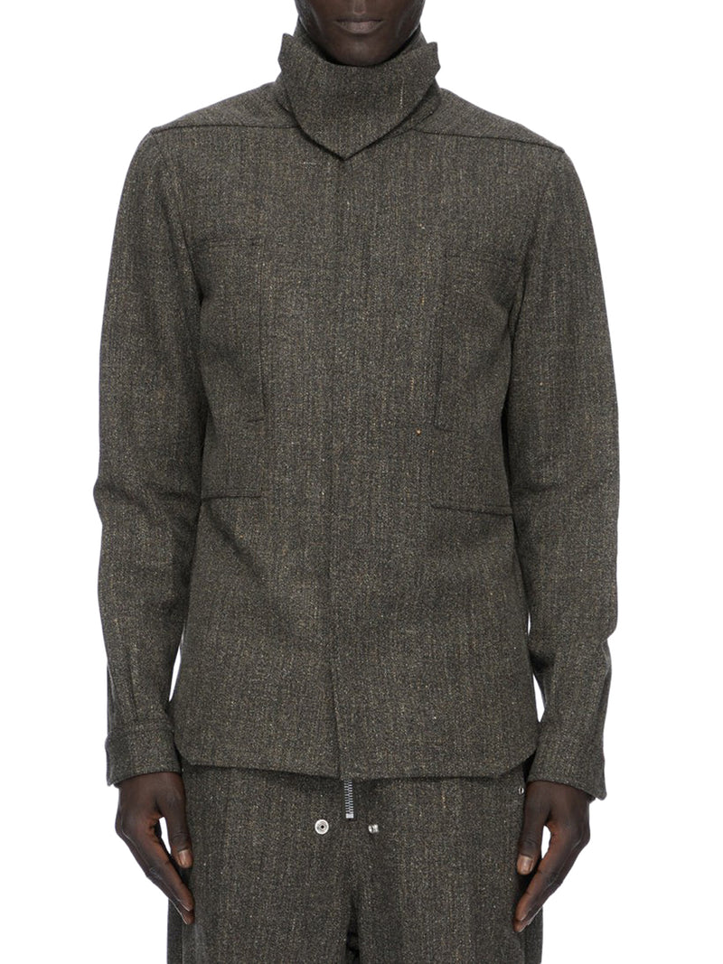 Rick Owens Men High-Neck Overshirt With A Soft Enveloping Feel RICK OWENS