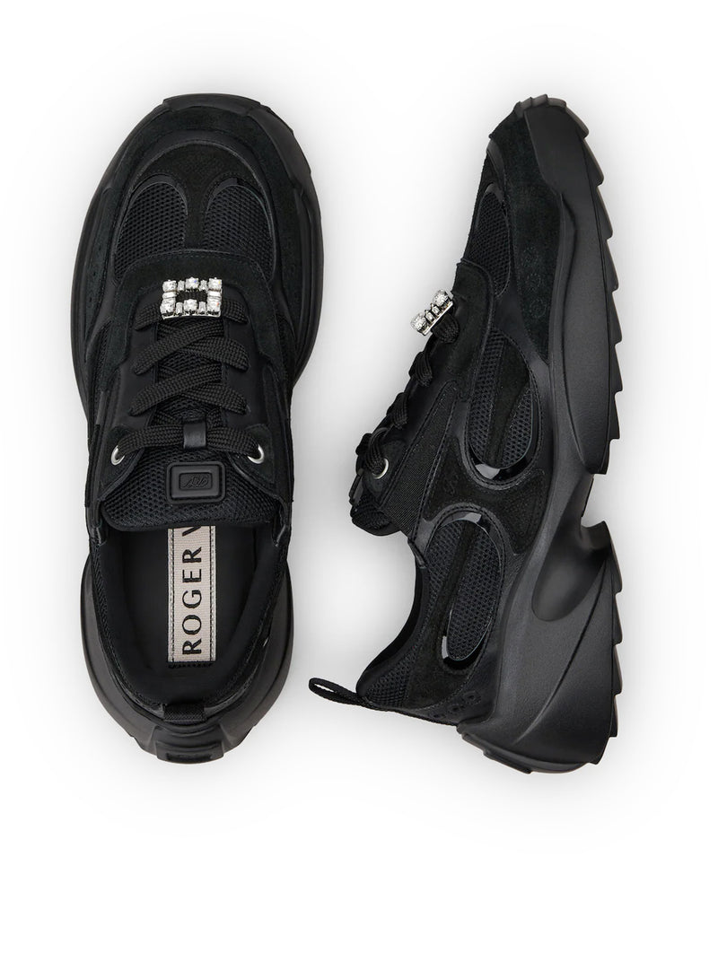 Roger Vivier Women Viv' On The Run Leather And Fabric Sneakers ROGER VIVIER