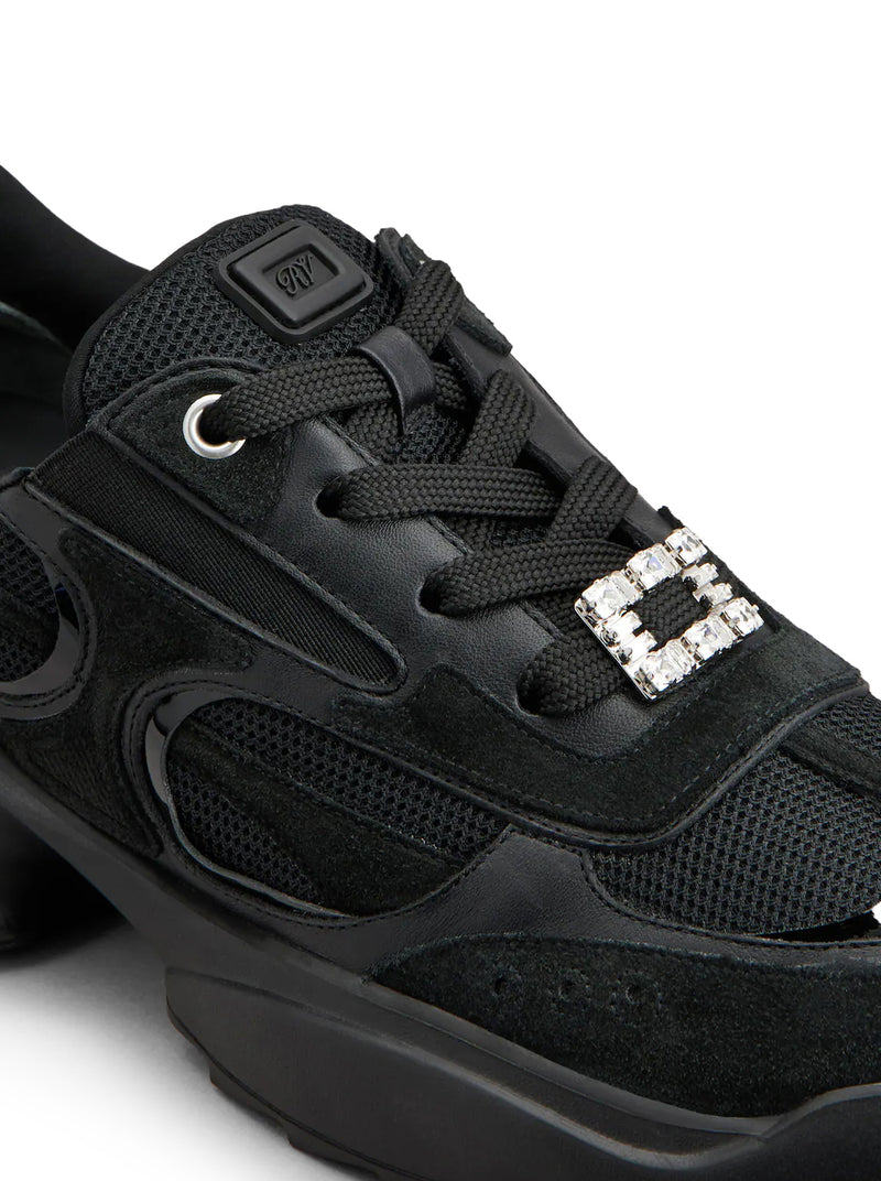 Roger Vivier Women Viv' On The Run Leather And Fabric Sneakers ROGER VIVIER
