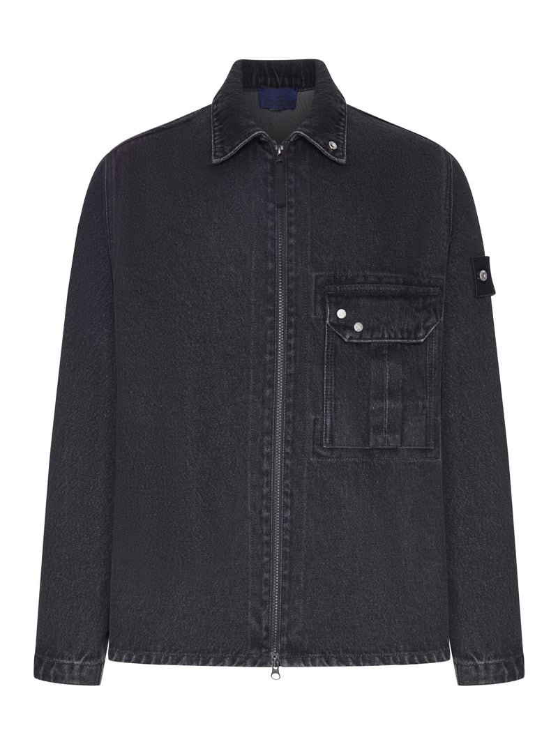 Stone Island Men Black Denim Overshirt STONE ISLAND