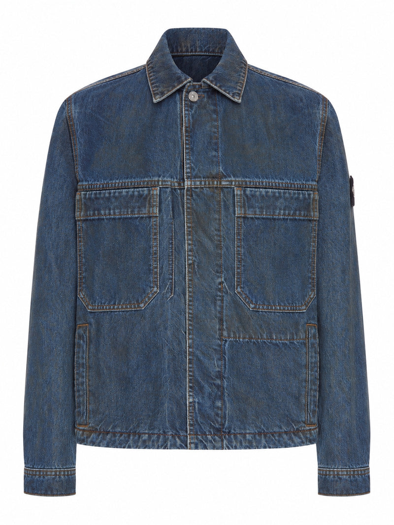 Stone Island Men Denim Overshirt With Stone Island Badge STONE ISLAND