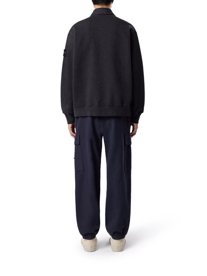 Stone Island Men Cotton Polo-Style Sweatshirt With Stone Island Badge STONE ISLAND