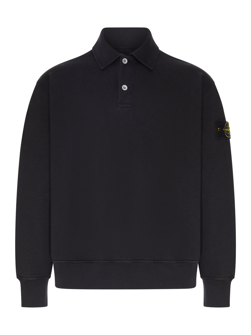 Stone Island Men Cotton Polo-Style Sweatshirt With Stone Island Badge STONE ISLAND