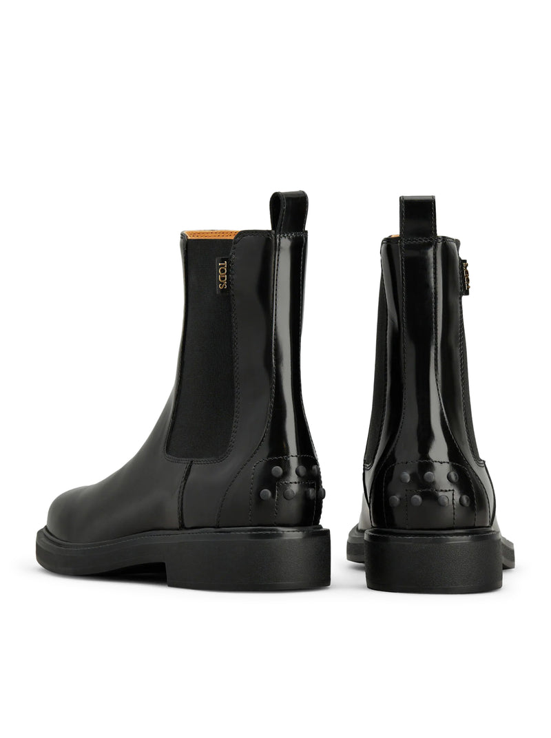 Tod's Women Leather Ankle Boot With Elastic Side Panels TOD'S