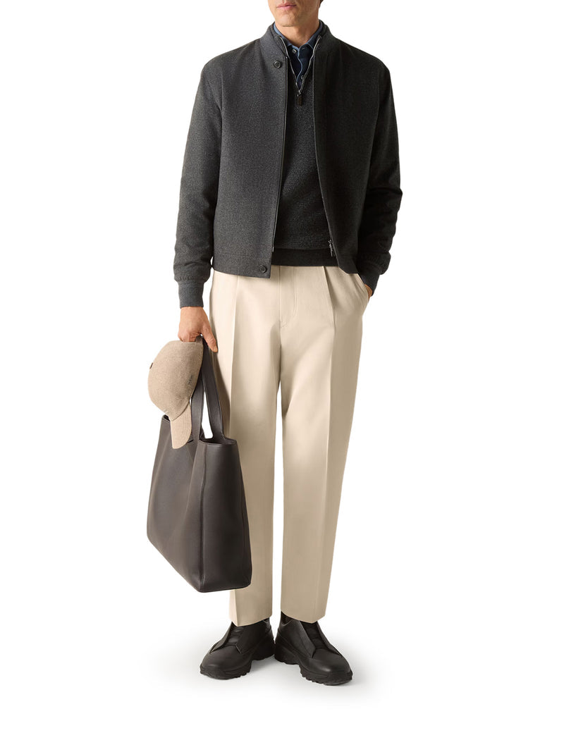 Zegna Men Dark Grey Multi-Melange Oasi Cashmere Elements Bomber Jacket ZEGNA