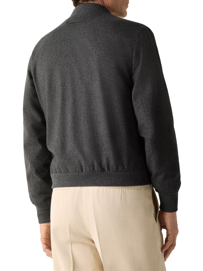 Zegna Men Dark Grey Multi-Melange Oasi Cashmere Elements Bomber Jacket ZEGNA
