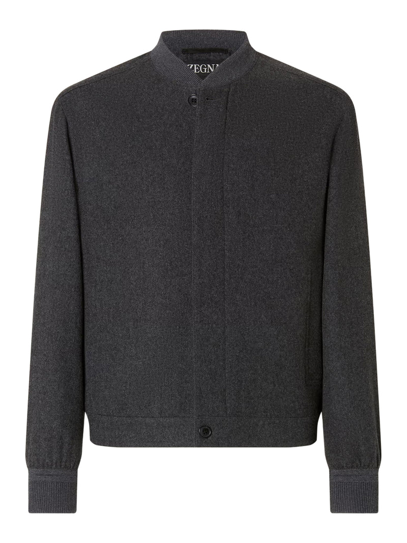 Zegna Men Dark Grey Multi-Melange Oasi Cashmere Elements Bomber Jacket ZEGNA