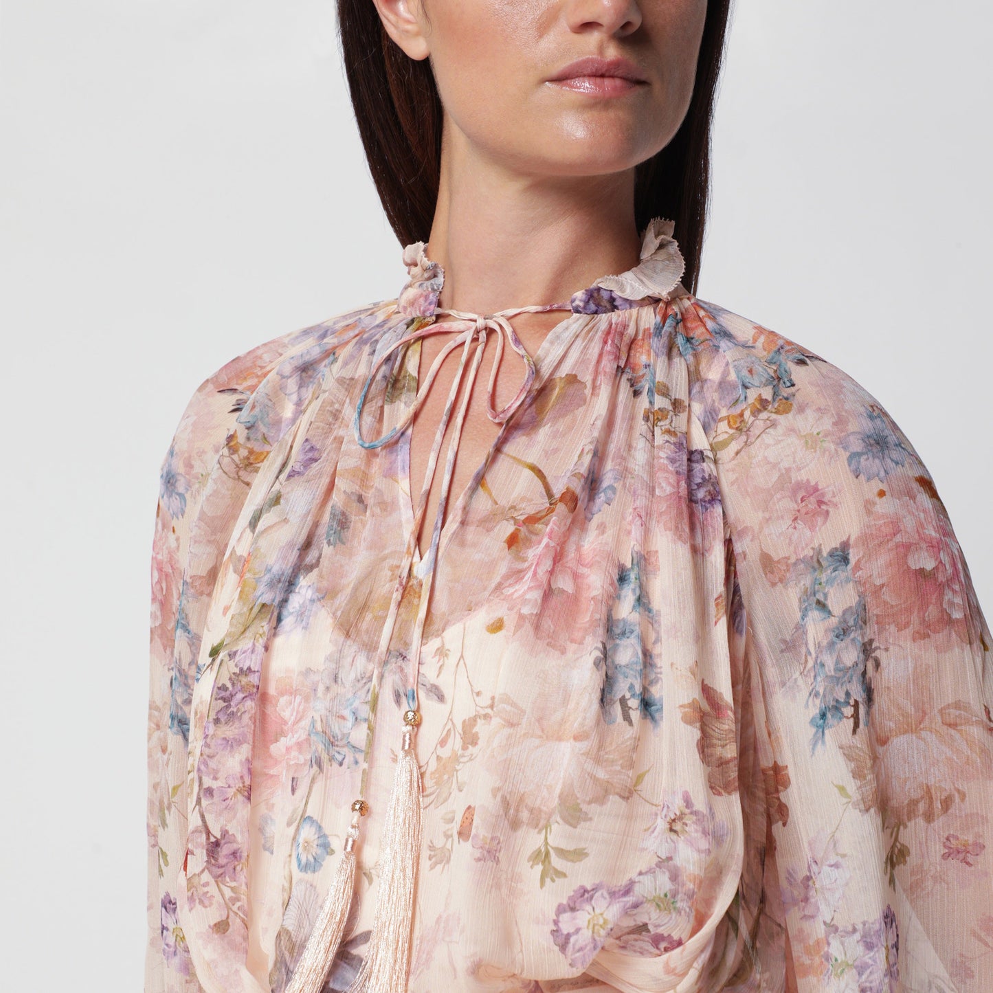 Zimmermann Valiant Peach Floral-Print Blouse Women ZIMMERMANN