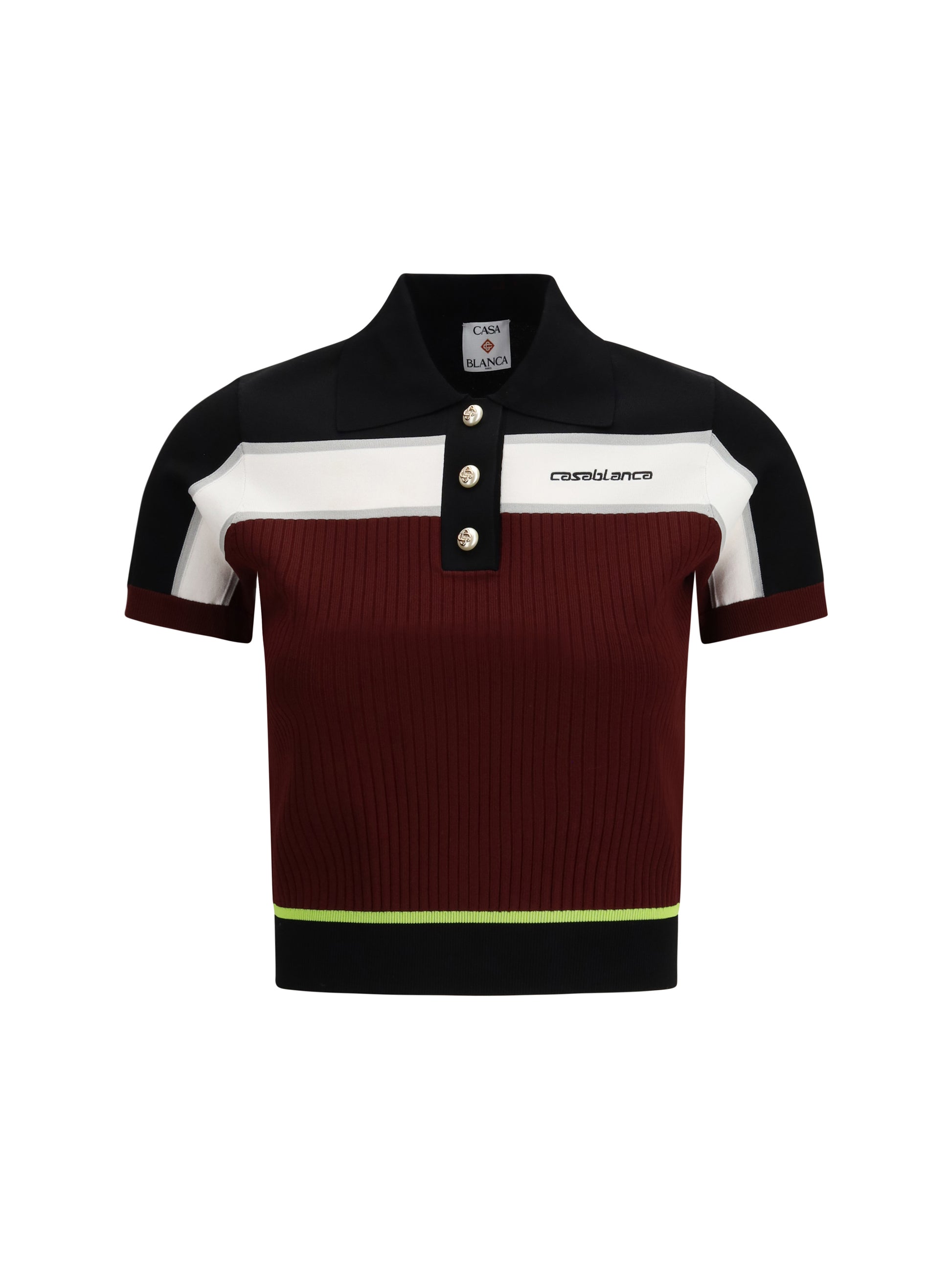 Casablanca Women Striped Short-Sleeve Polo Shirt CASABLANCA