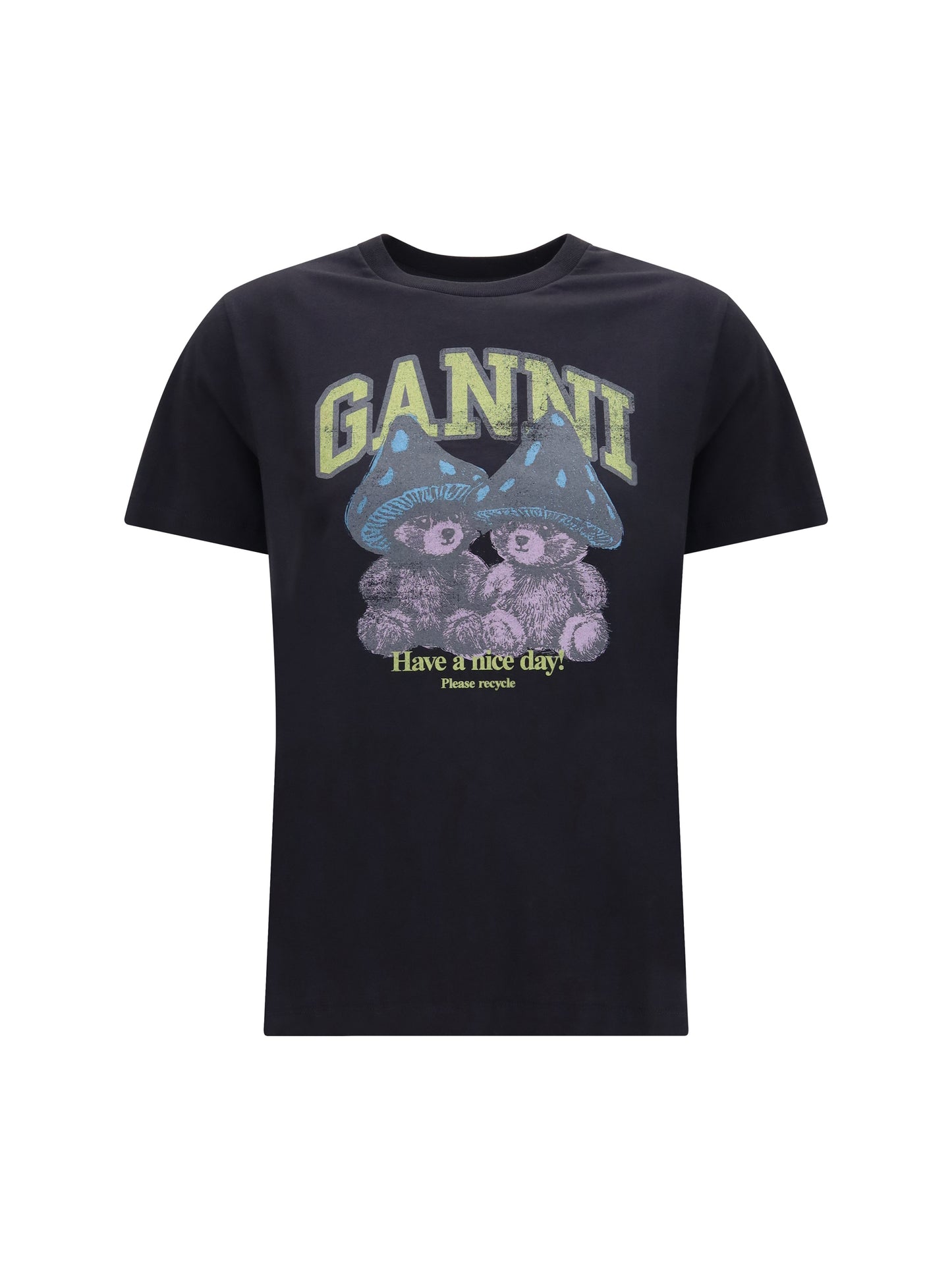 Ganni Women Mushroom Teddy Cotton T-Shirt GANNI