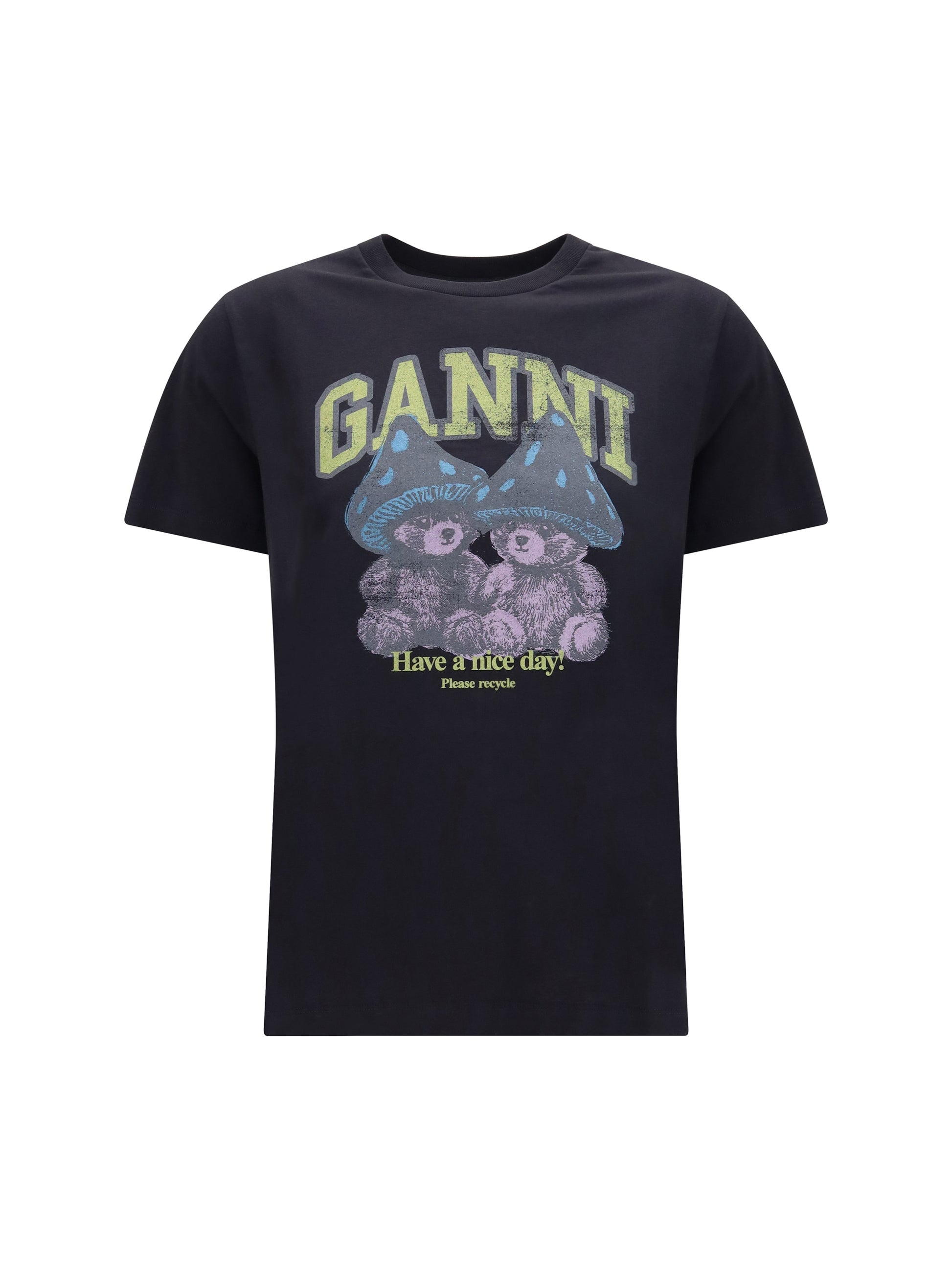 Ganni Women Mushroom Teddy Cotton T-Shirt GANNI