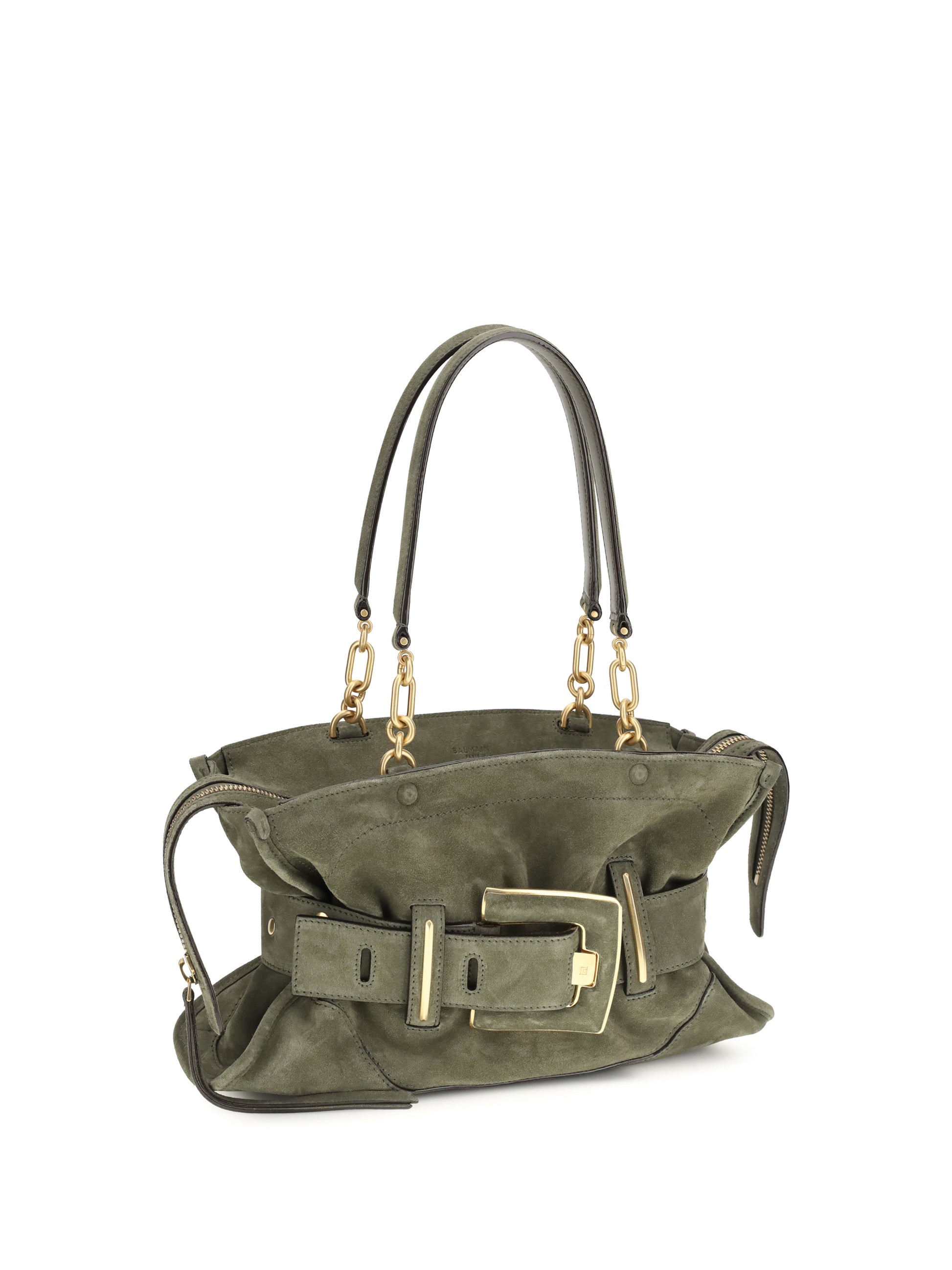 Balmain Women Anthem Bag In Suede Leather BALMAIN