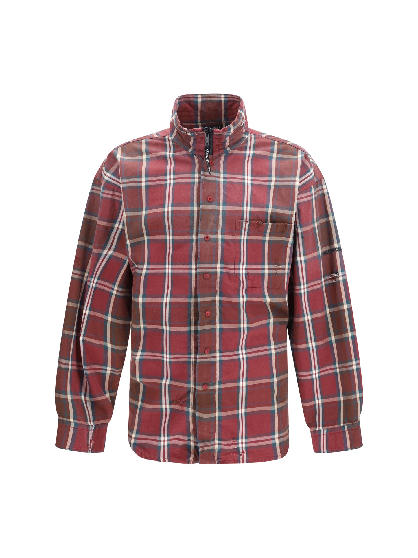 Balenciaga Men Zip Shirt In Cotton-Blend Flannel BALENCIAGA