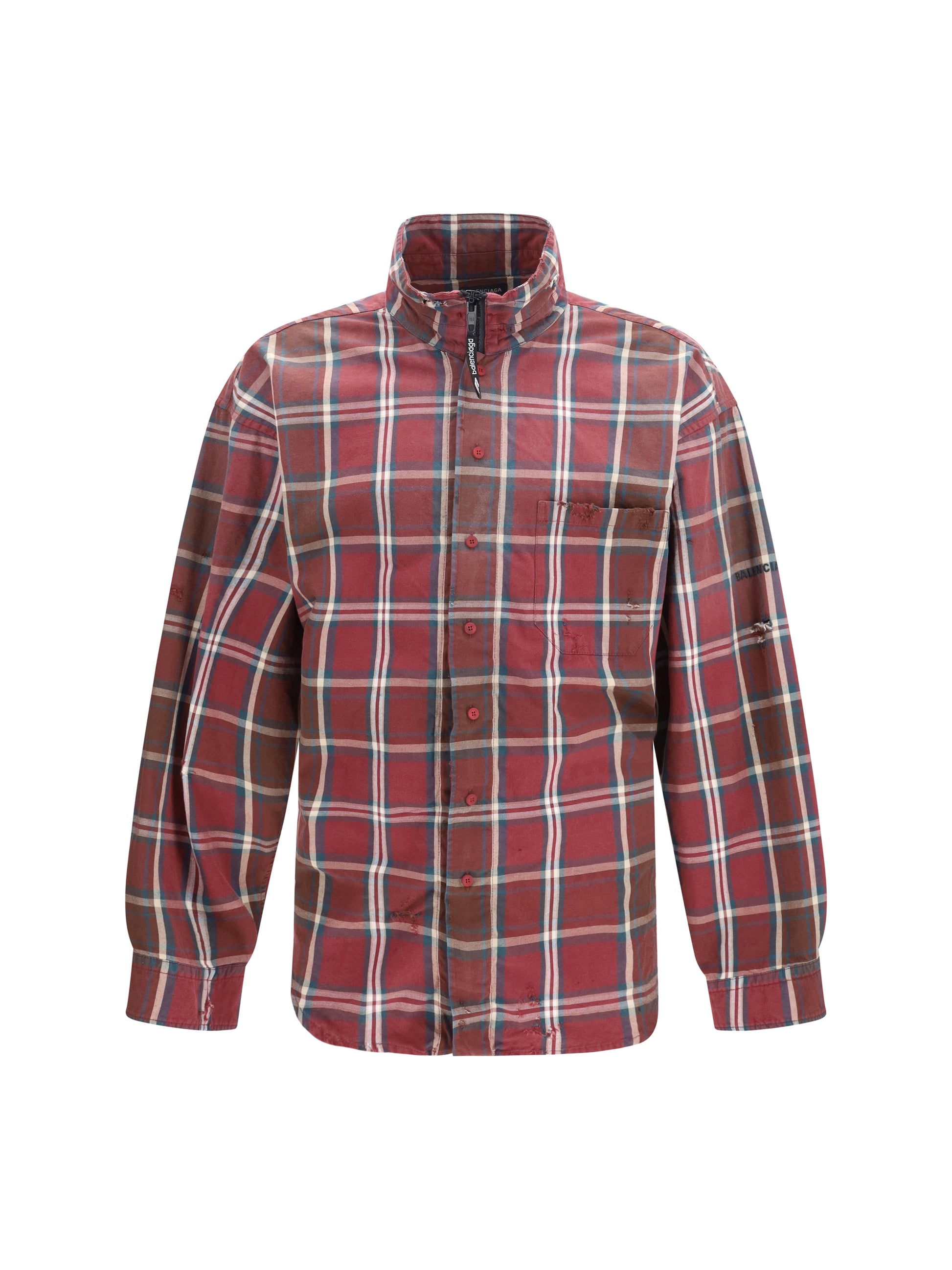 Balenciaga Men Zip Shirt In Cotton-Blend Flannel BALENCIAGA