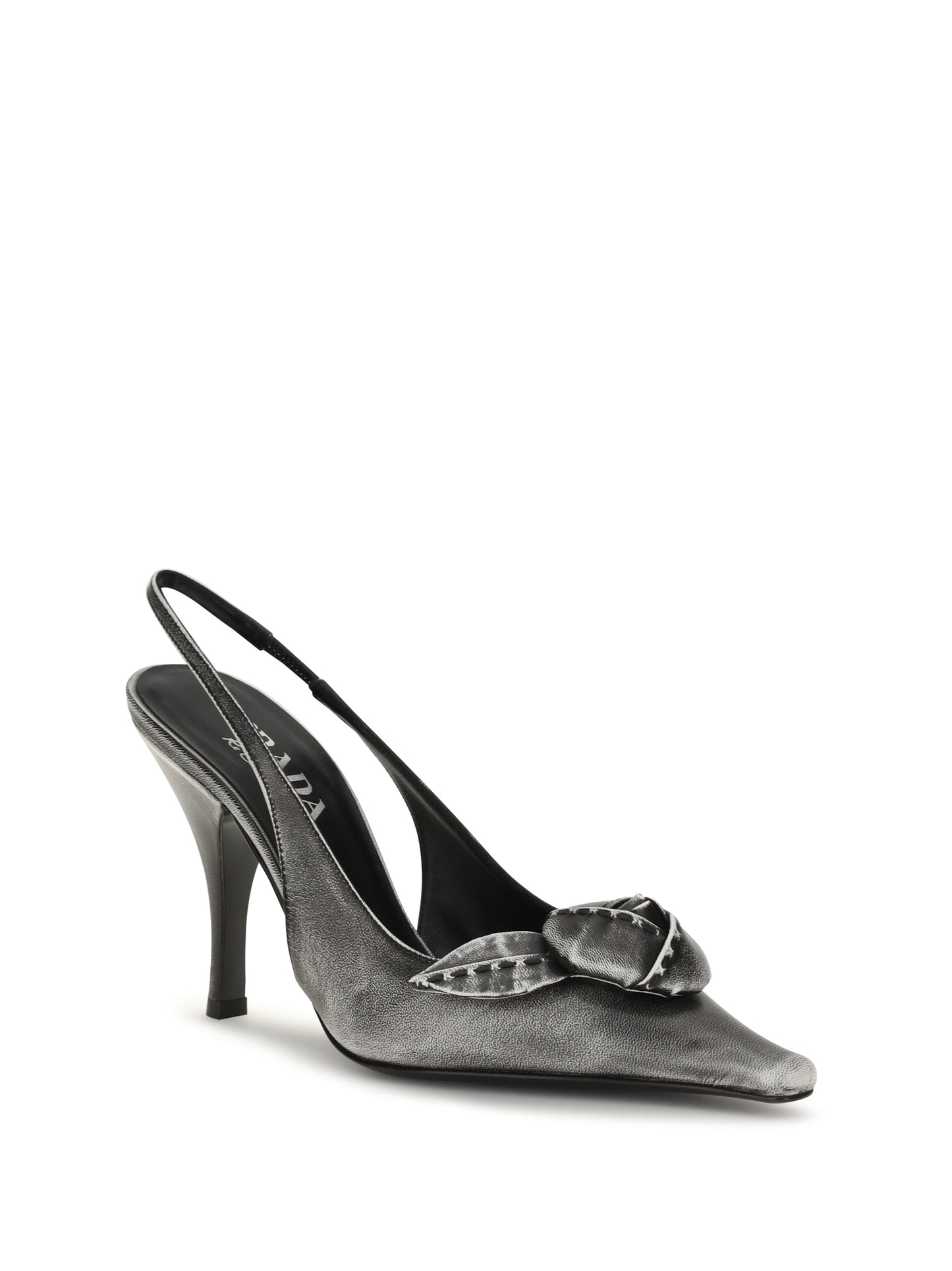 Prada Women Floral-Detail Leather Slingback Pumps PRADA