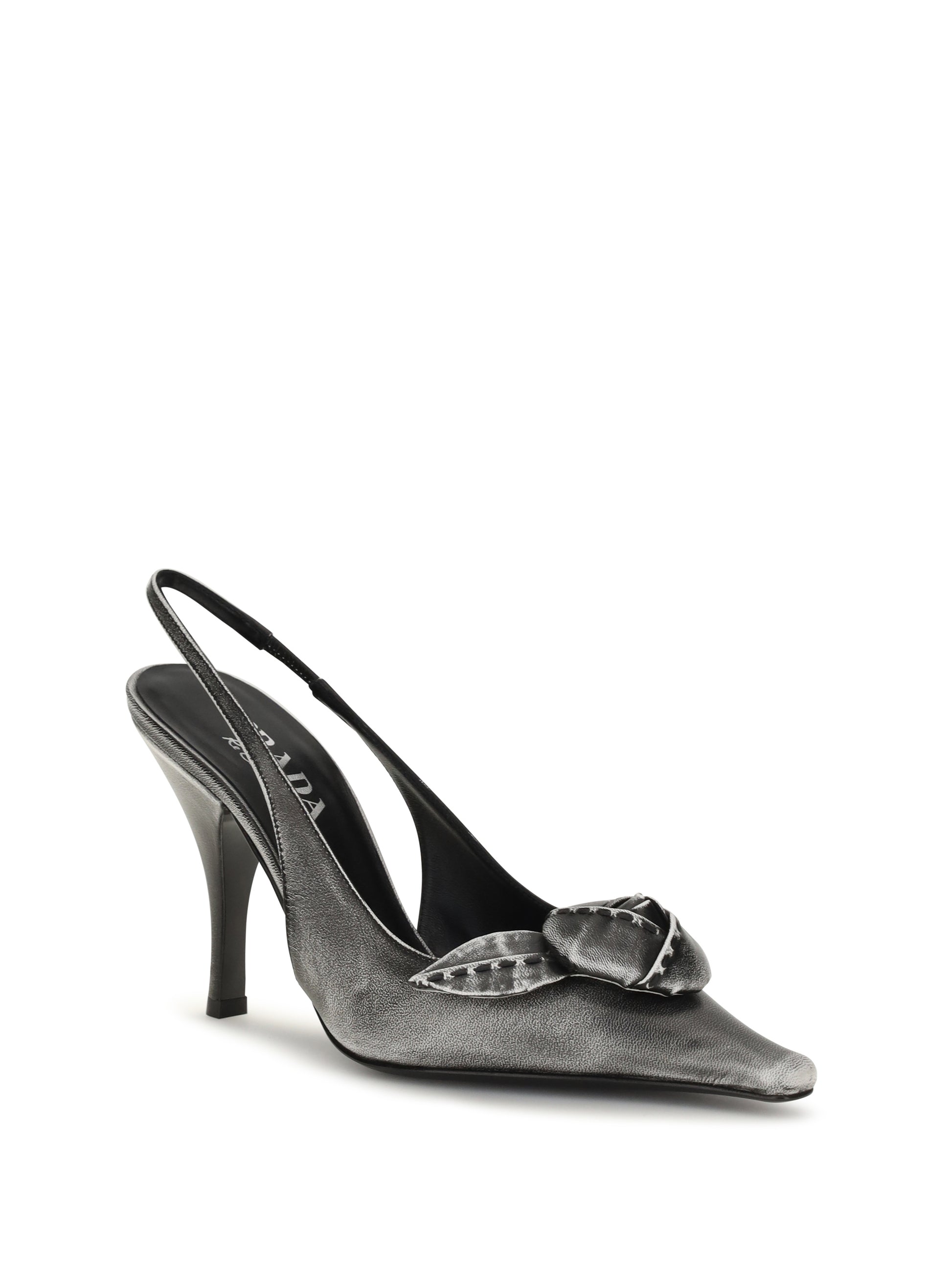 Prada Women Floral-Detail Leather Slingback Pumps PRADA