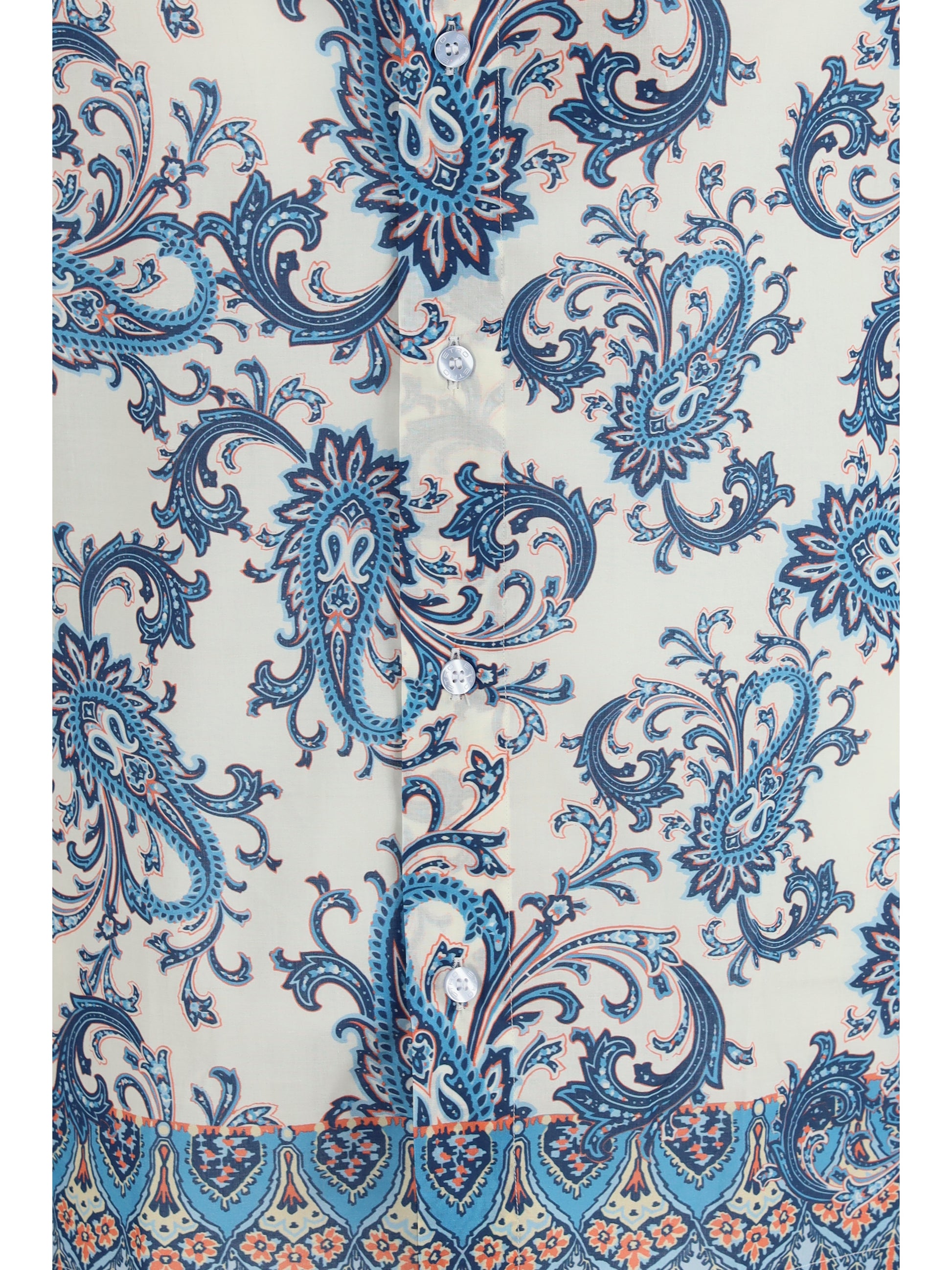 Etro Men Cotton Shirt With Floral And Paisley Motif ETRO