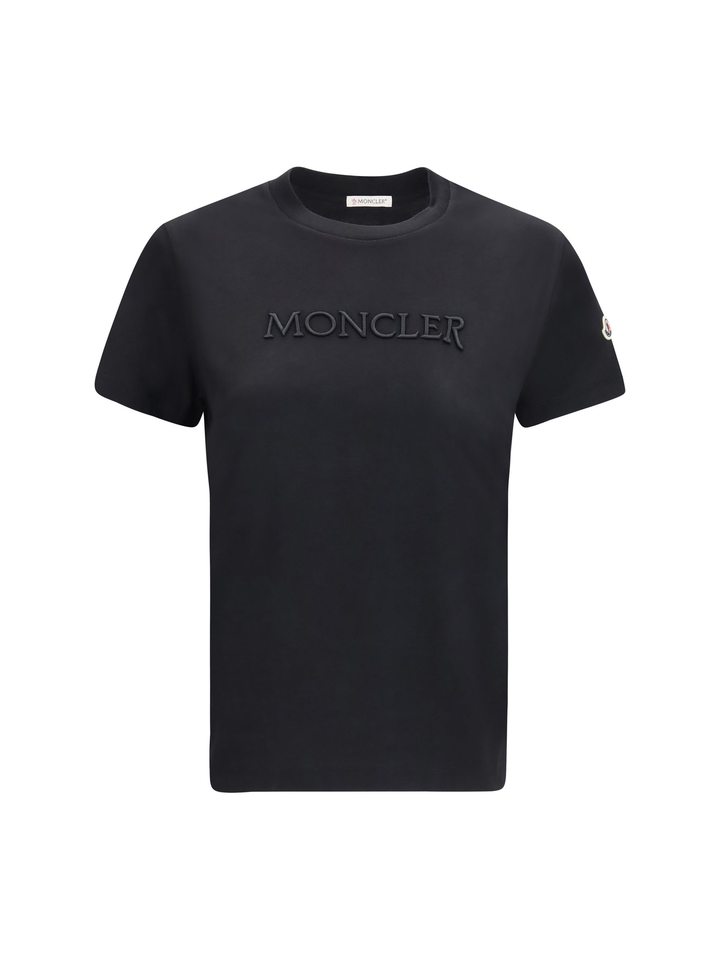Moncler Women Cotton T-Shirt With A Tone On Tone Embroidered Logo MONCLER