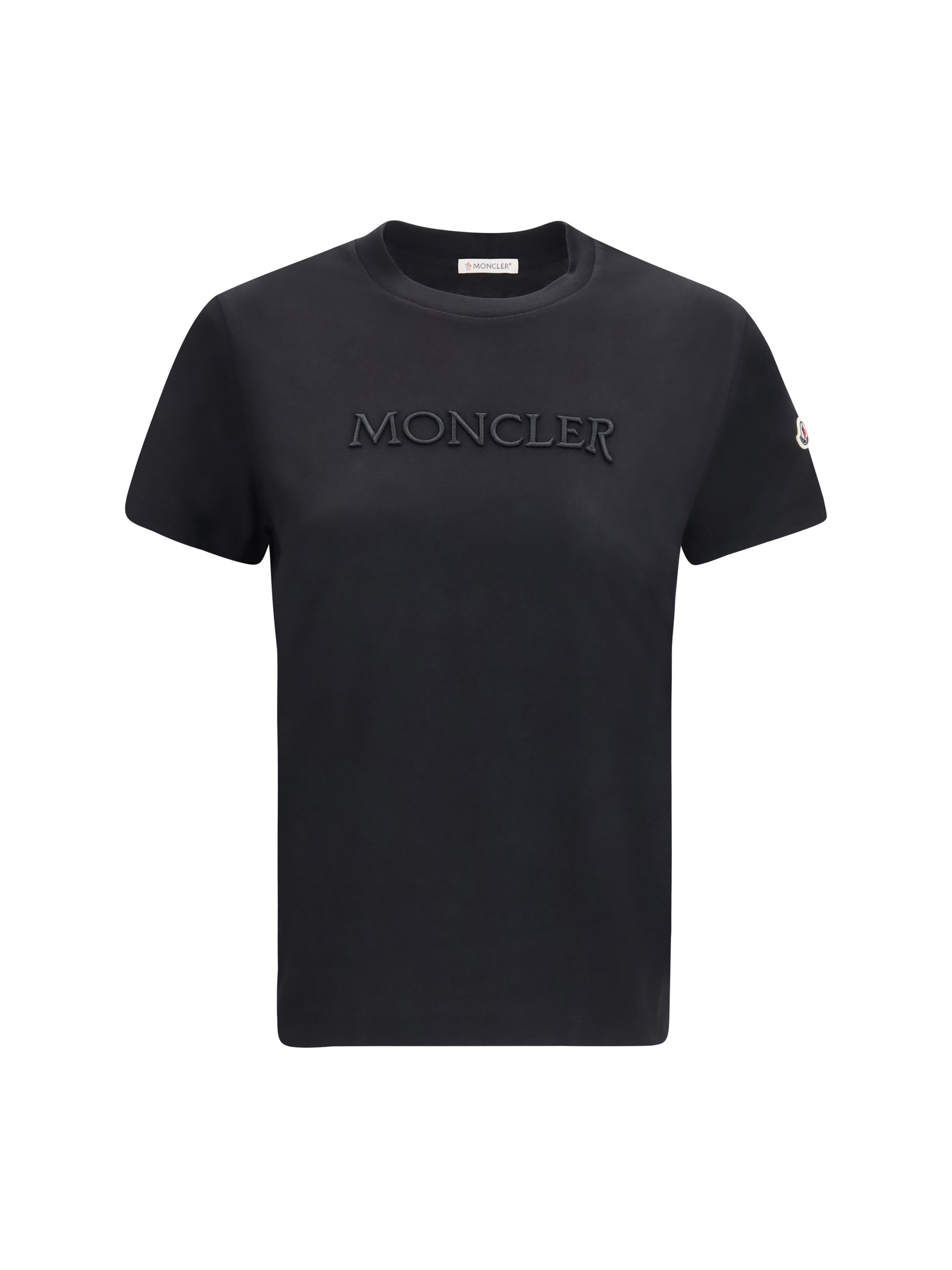 Moncler Women Cotton T-Shirt With A Tone On Tone Embroidered Logo MONCLER