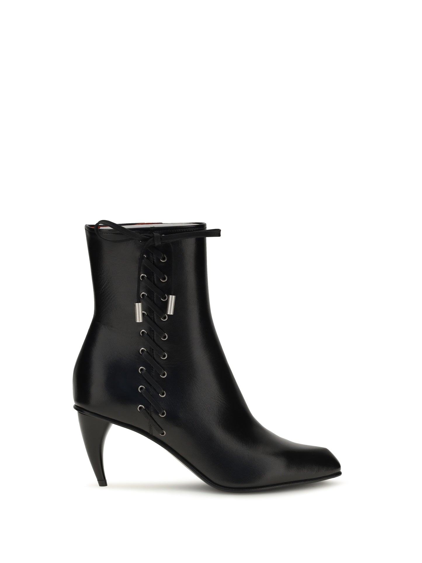 Alexander Mcqueen Women Curved-Heel Ankle Boots With Side Lacing ALEXANDER MCQUEEN