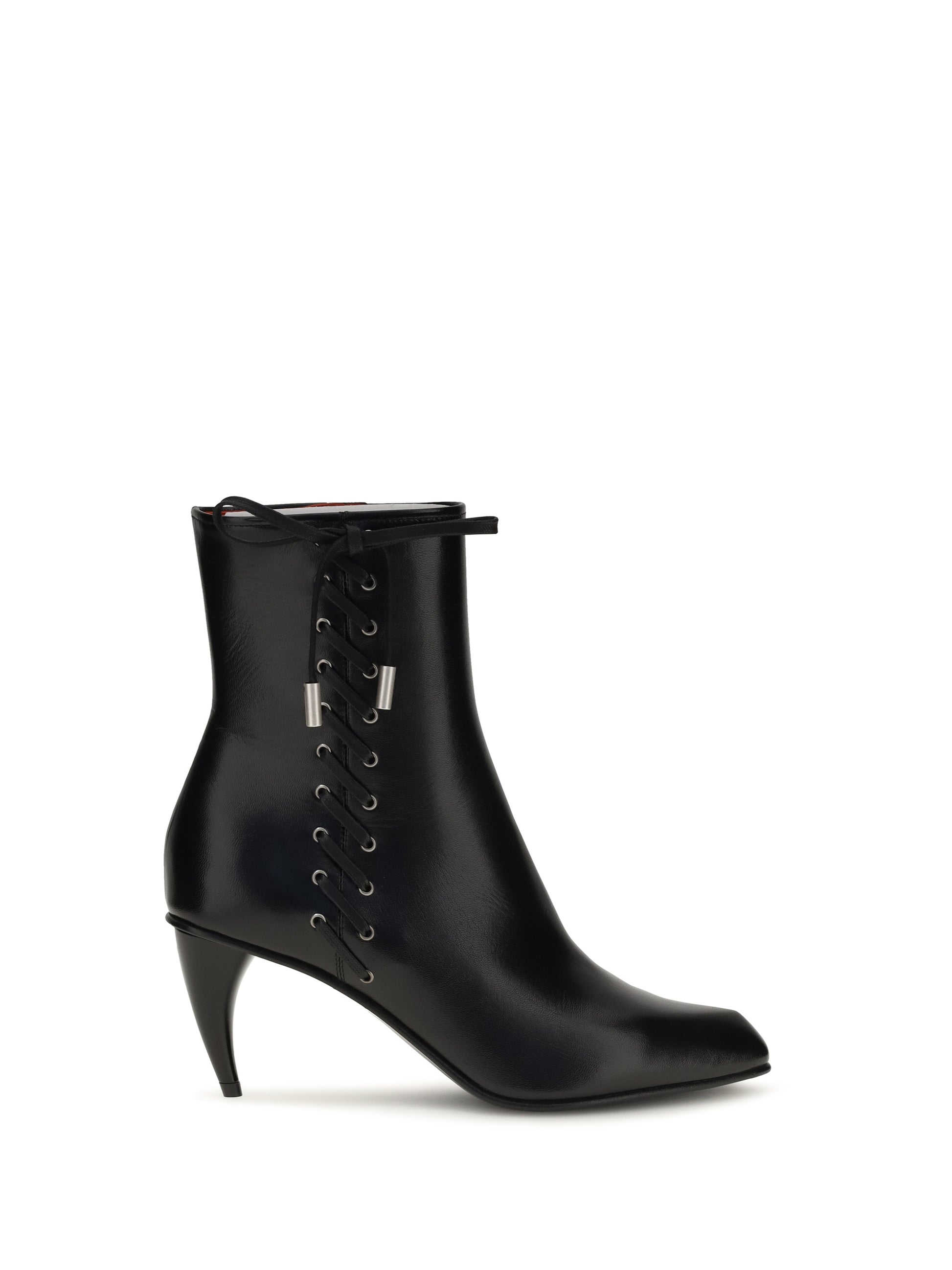 Alexander Mcqueen Women Curved-Heel Ankle Boots With Side Lacing ALEXANDER MCQUEEN