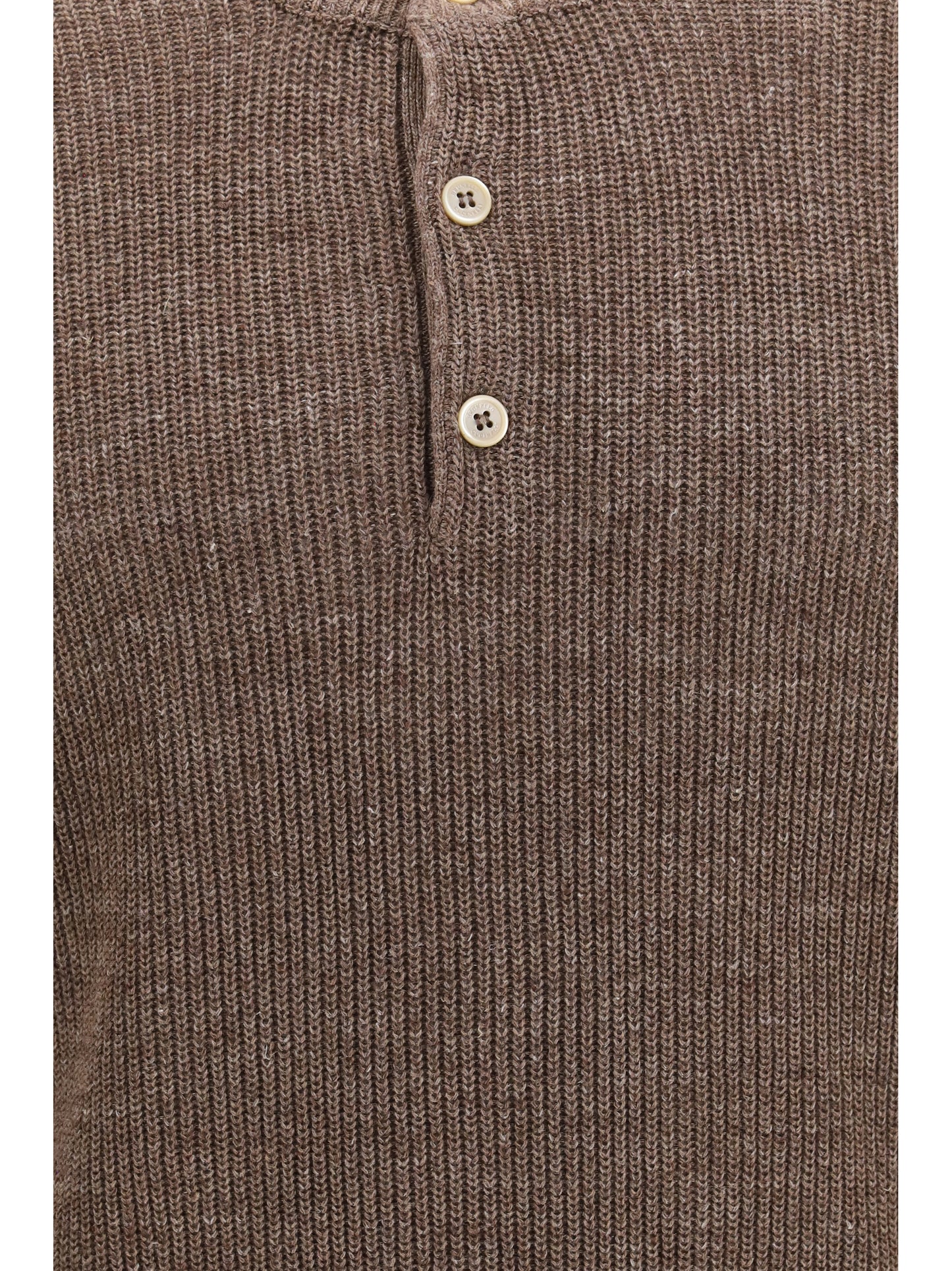 Brunello Cucinelli Men Cotton And Linen Henley Sweater BRUNELLO CUCINELLI