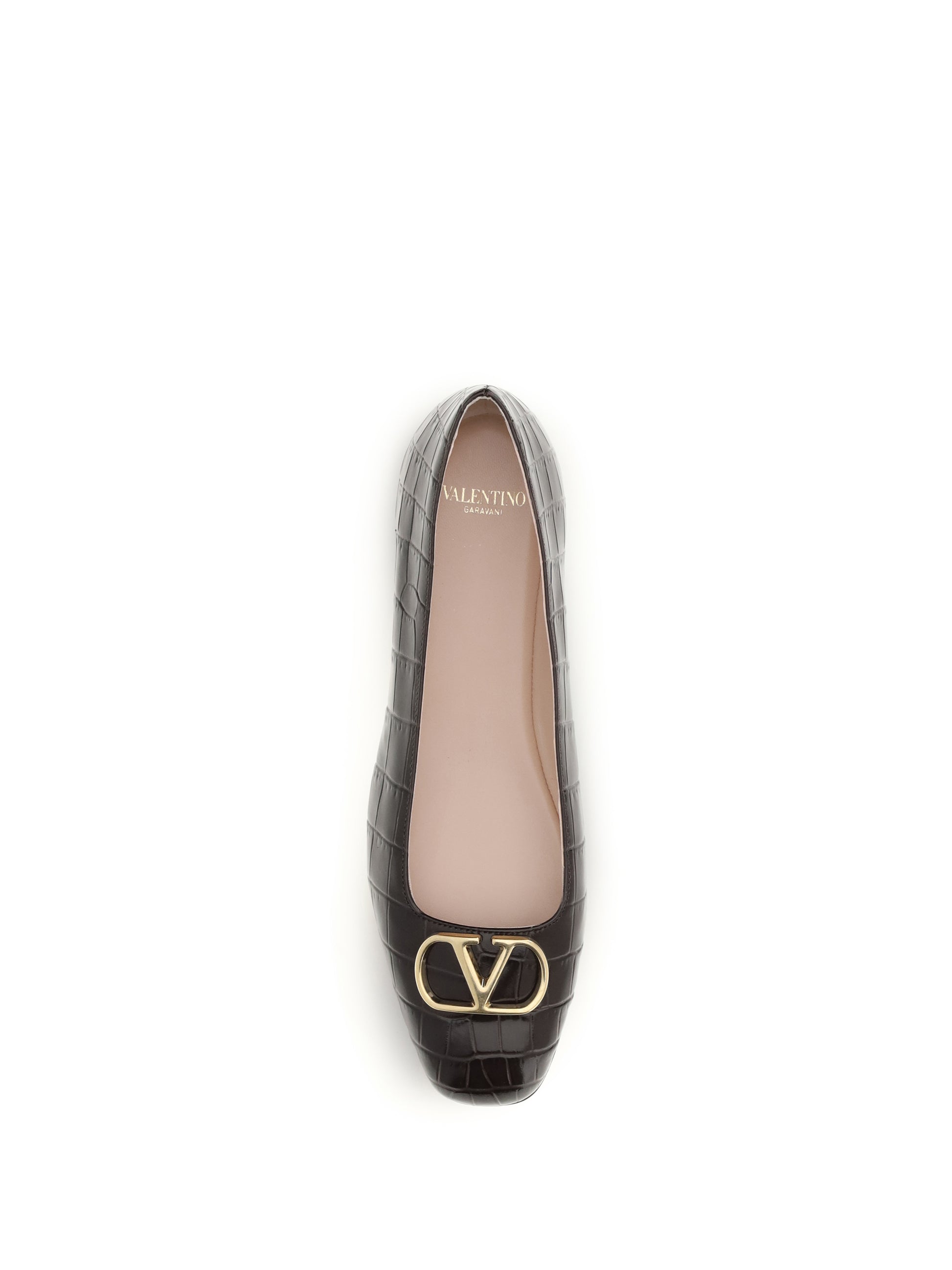 Valentino Garavani Women Vlogo Signature Croc-Effect Ballerinas VALENTINO GARAVANI