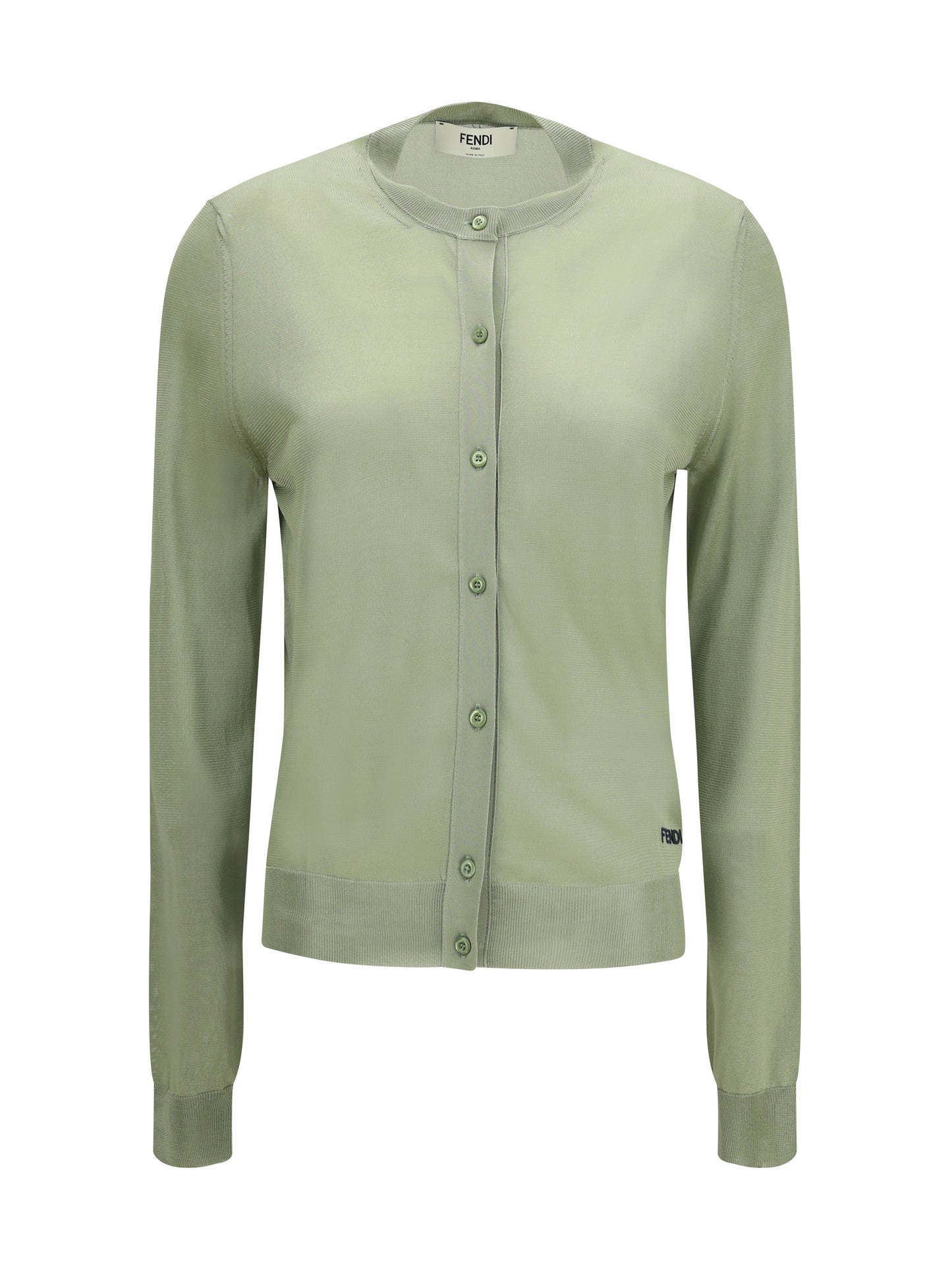 Fendi Women Cardigan Crewneck In Viscose With Embroidered Logo FENDI