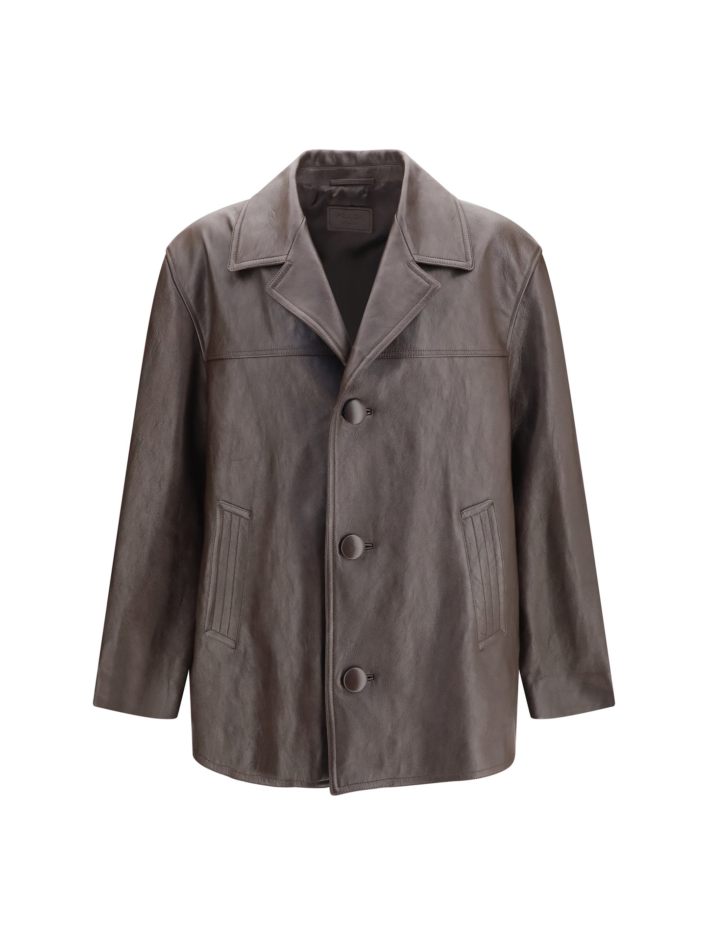 Prada Men Leather Caban Jacket PRADA