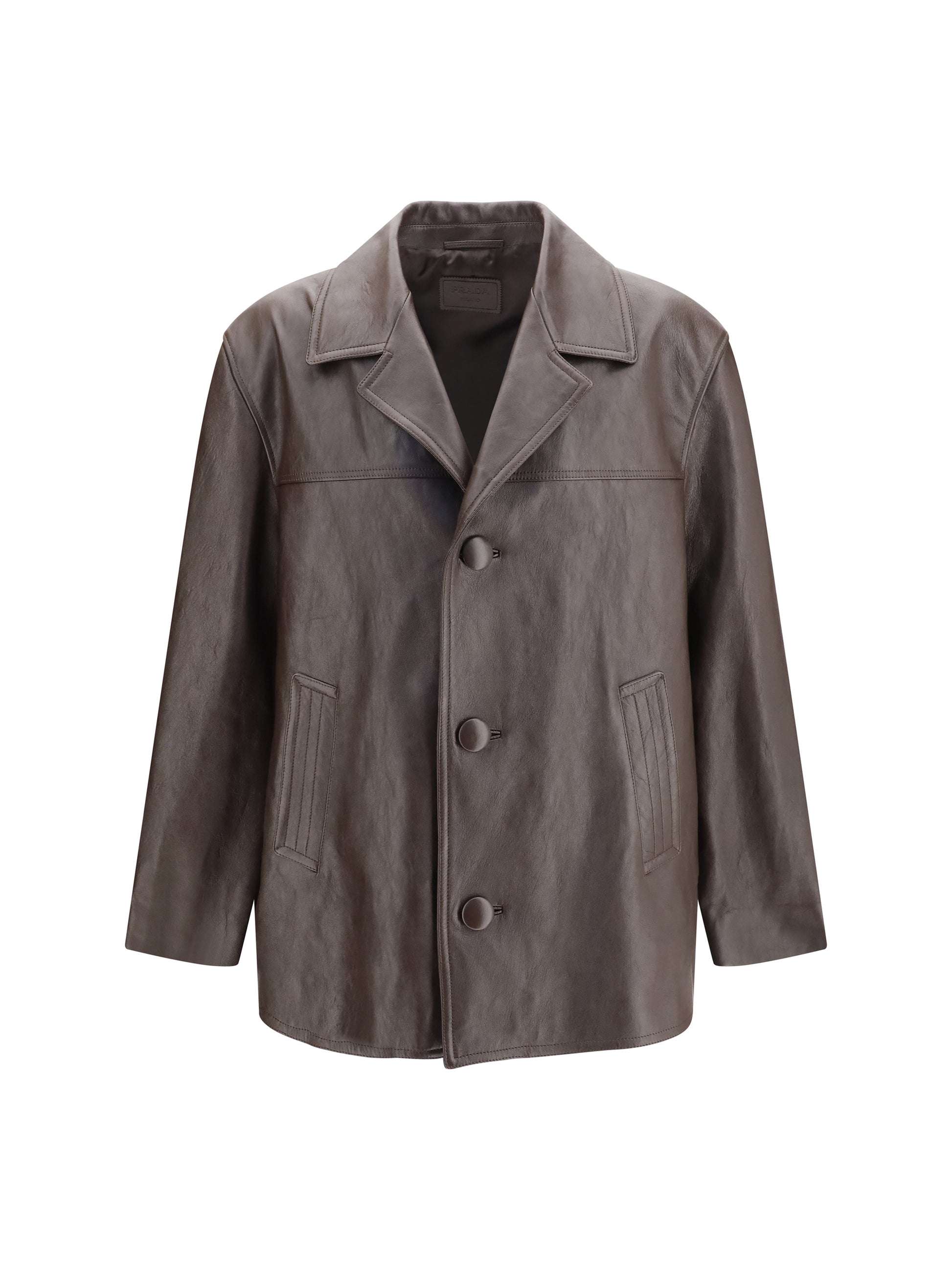 Prada Men Leather Caban Jacket PRADA