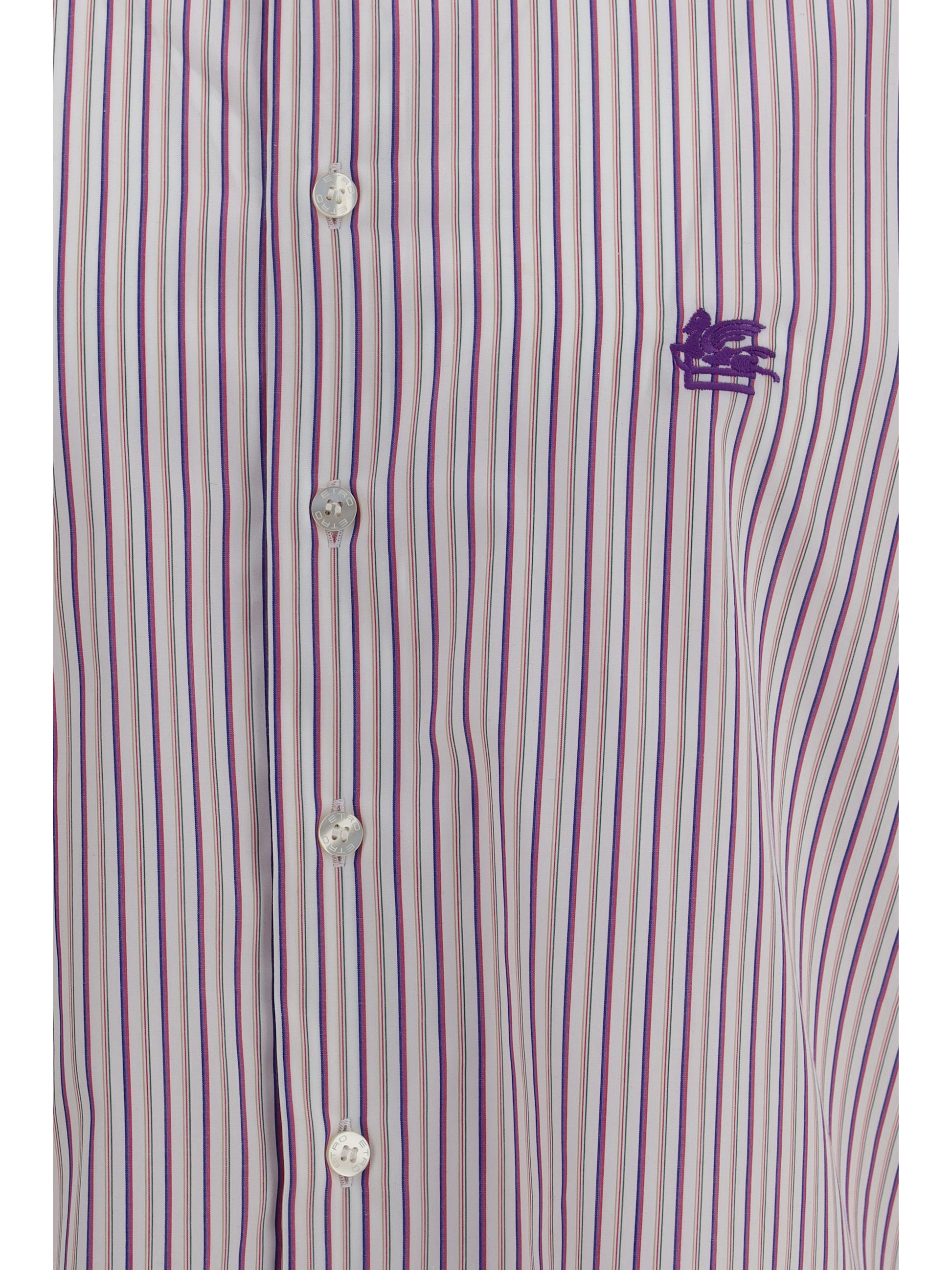 Etro Men Roma Striped Cotton Shirt With Pegaso Logo ETRO