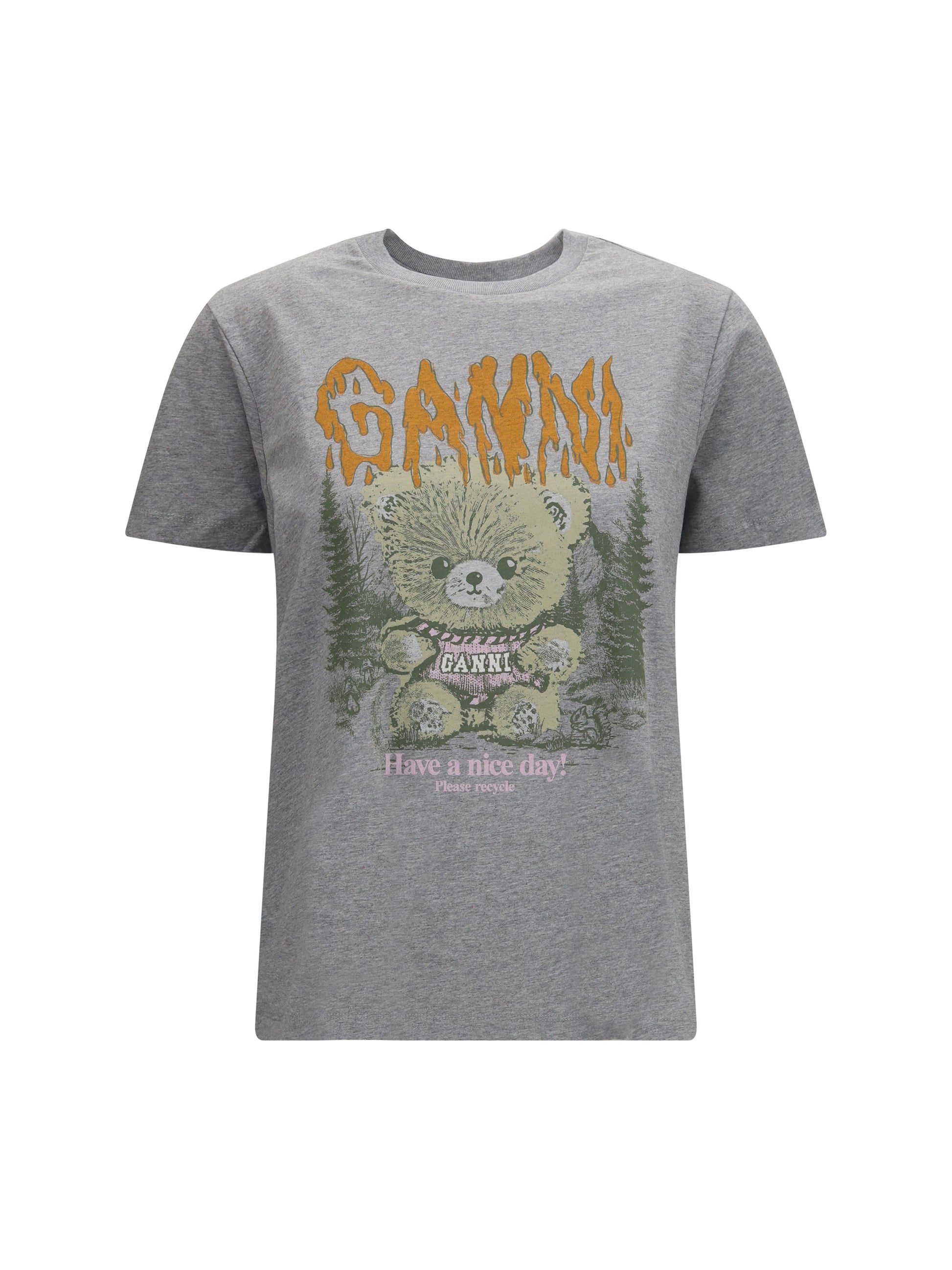 Ganni Women Teddy Forest Cotton T-Shirt GANNI