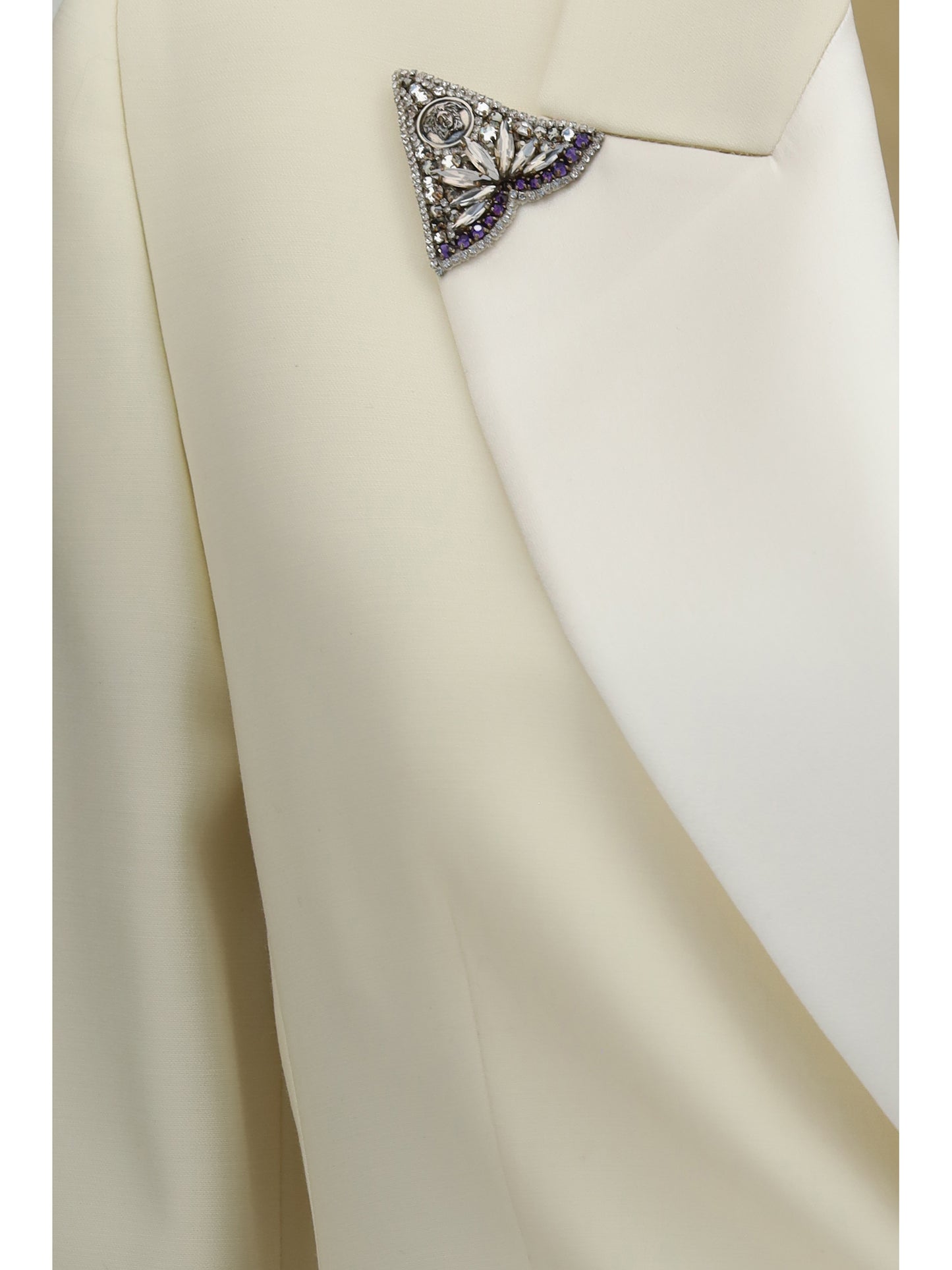 Versace Women Stretch Wool Blazer With Embroidered Lapels VERSACE