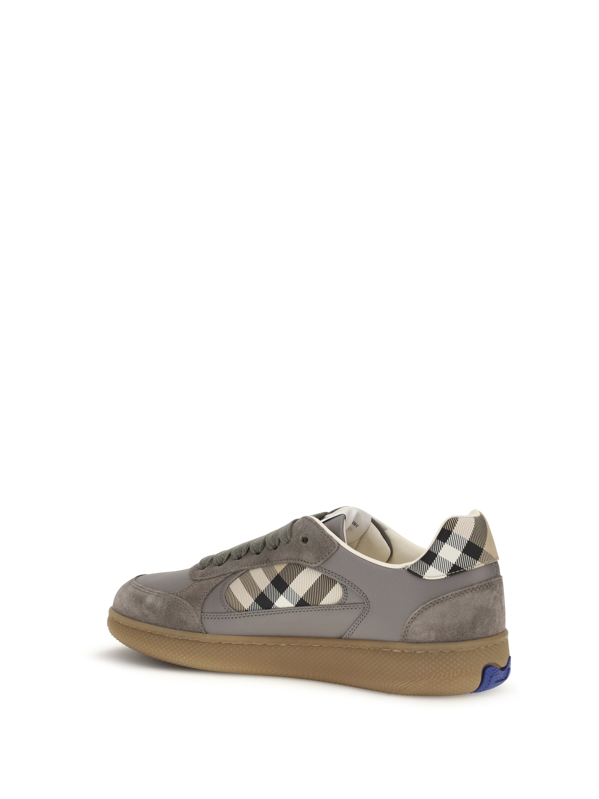 Burberry Men Terrace Leather And Check Sneakers BURBERRY